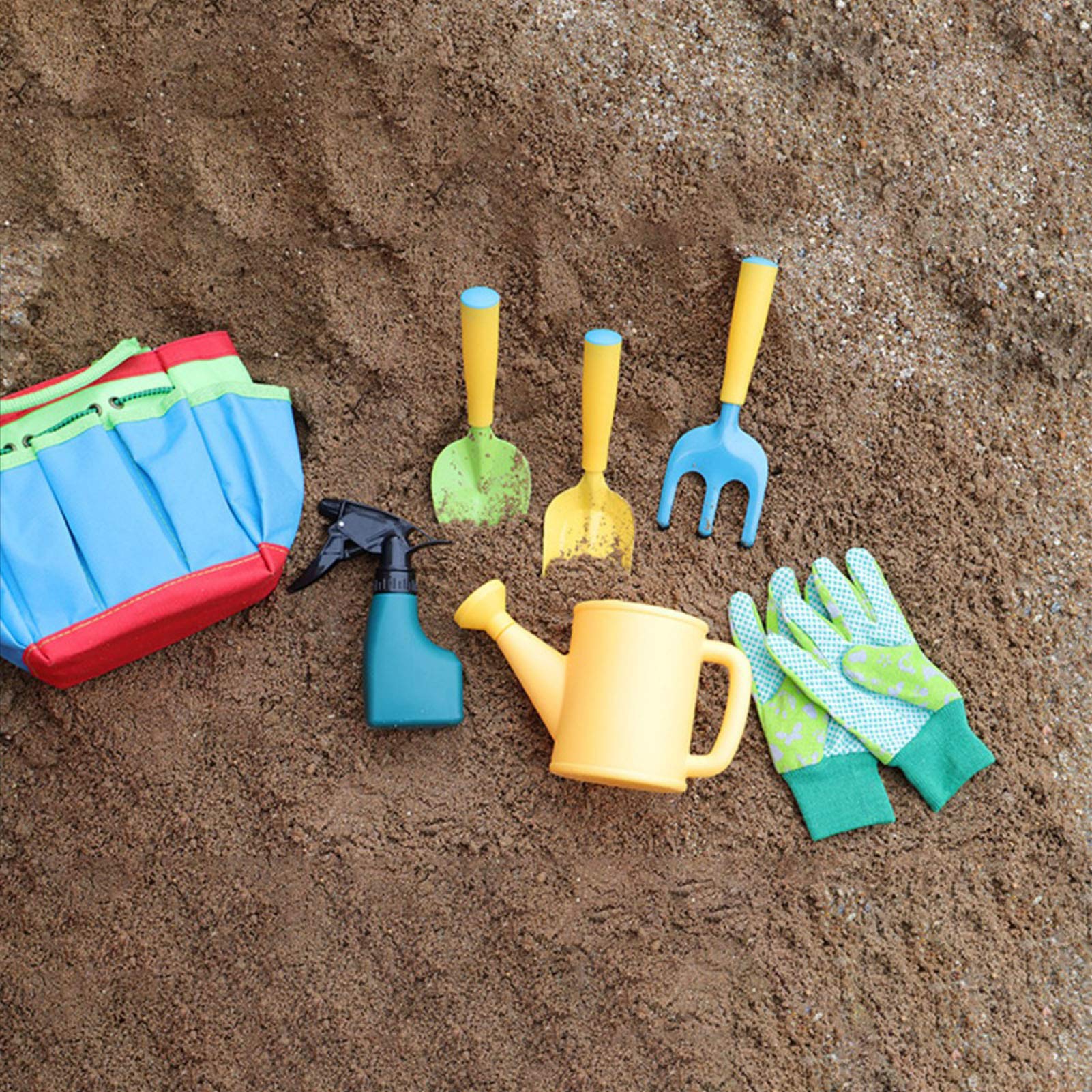 Kids Gardening Tools Set - Metal Shovel, Rake, Watering Can, Gloves & Tote Bag for Children's Outdoor Activities | Perfect for Backyard Planting, School Projects & Nature Exploration (Ages 3-12)