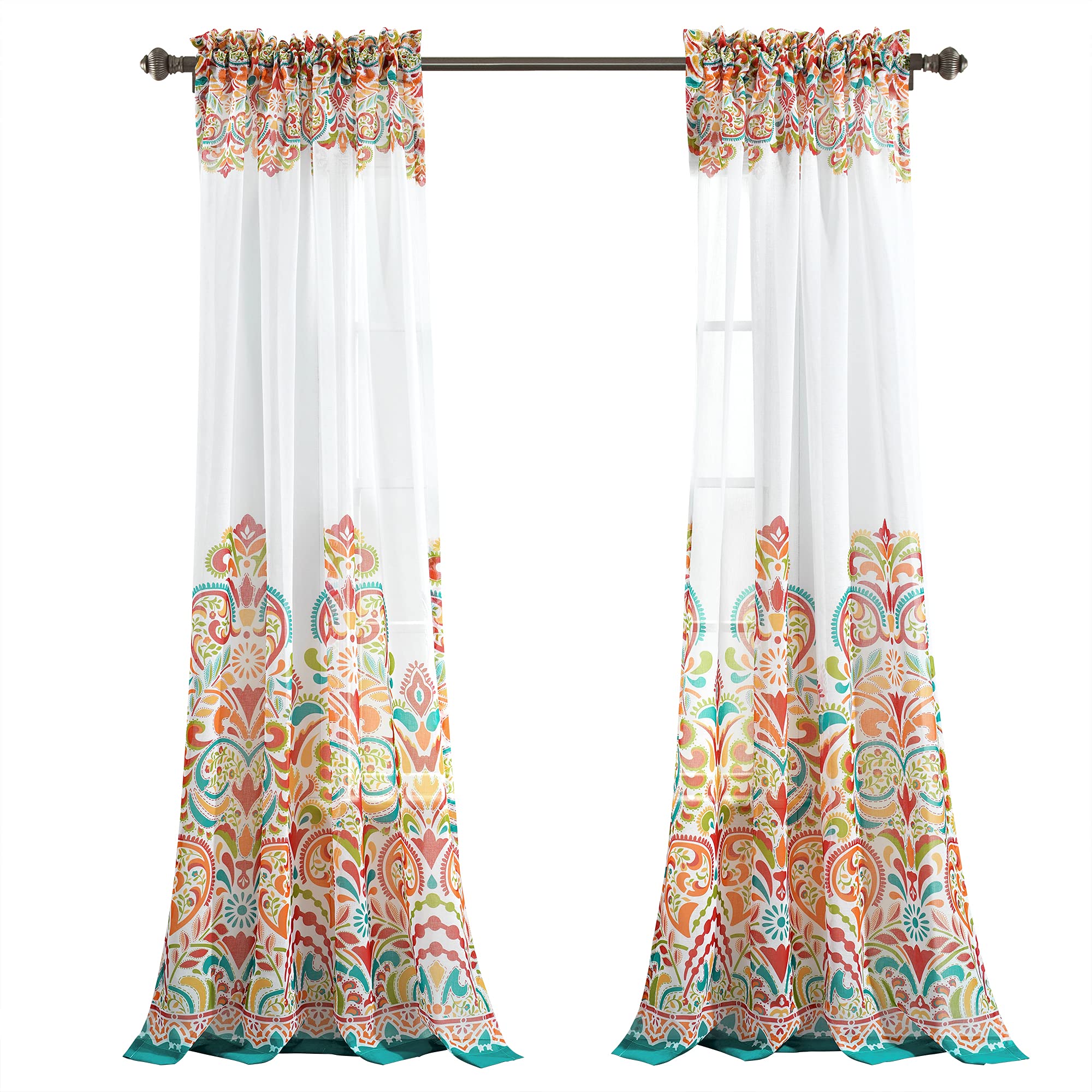 Bohemian Sheer Curtains - Paisley Damask Print for Living Room & Bedroom
