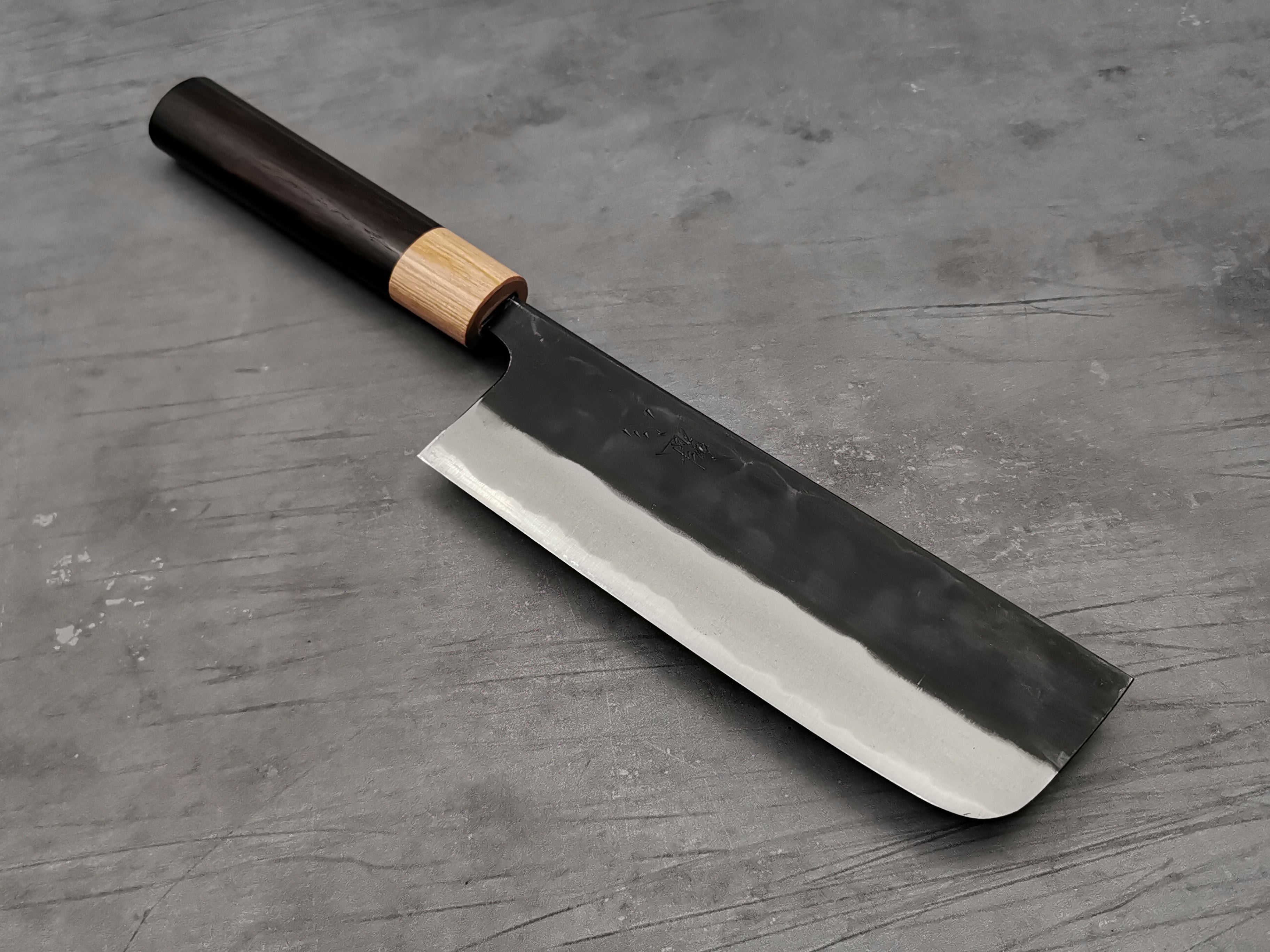 Premium Nakamura Hamono Kaishin White #2 Kurouchi Nakiri Knife - Japanese Vegetable Cleaver for Professional Chefs & Home Cooking - Perfect for Slicing, Dicing & Chopping Vegetables