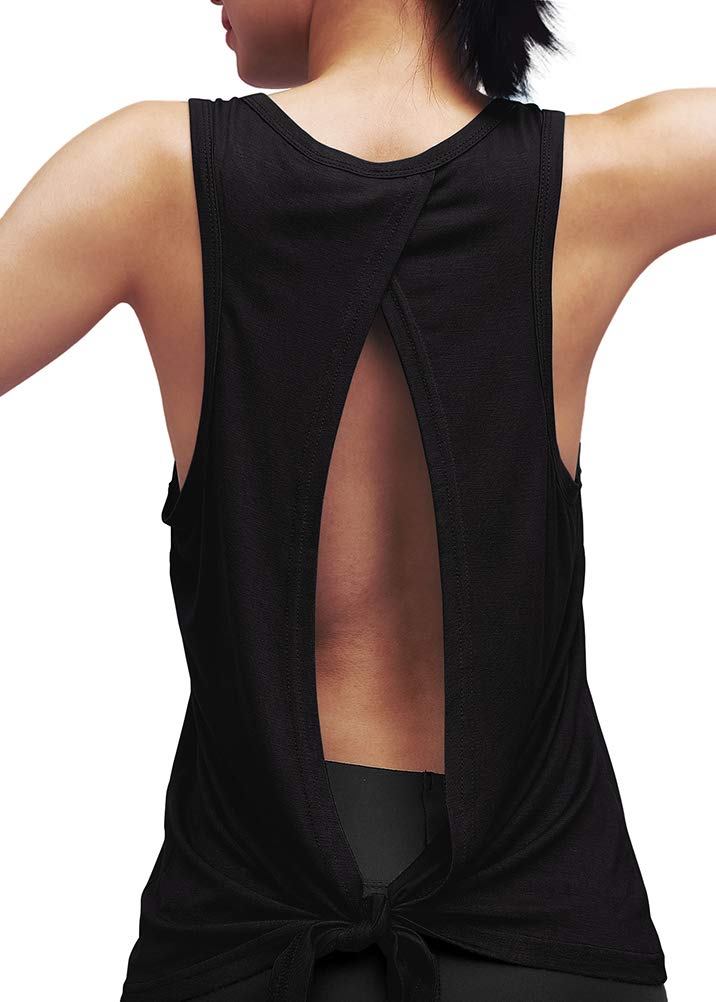 Women's Open Back Yoga Tops - Adjustable Tie Back Workout Tank Shirts for Yoga, Gym & Running | Breathable Fitness Shirts for Women