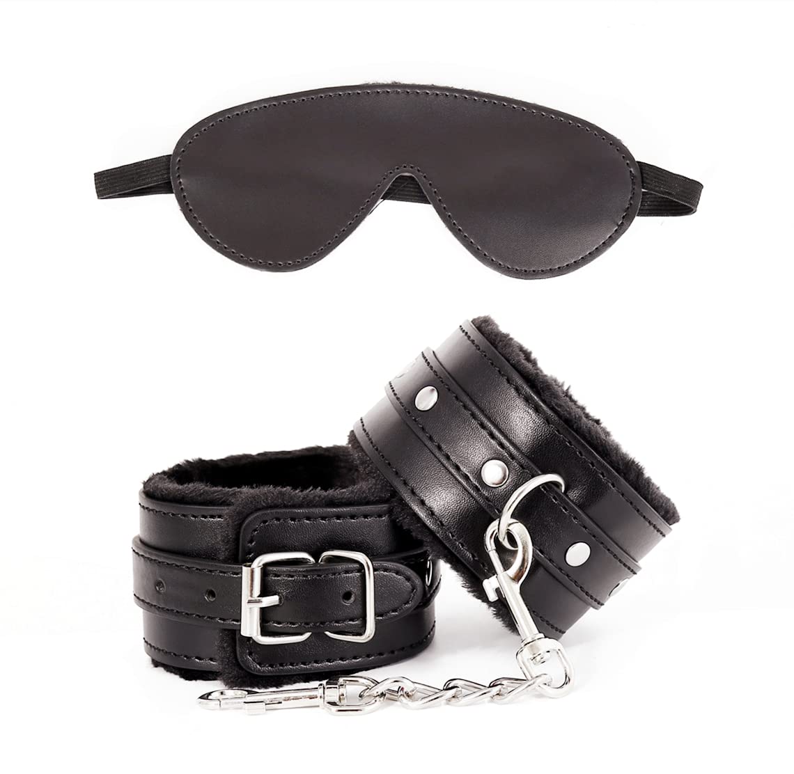 Premium Adjustable BDSM Restraints Set - Soft Plush Handcuffs, Blindfold & Wrist/Ankle Cuffs for Couples Bondage, Fetish Play & Sensual Exploration - Perfect for Bedroom Fun, Roleplay & Spicing Up Relationships