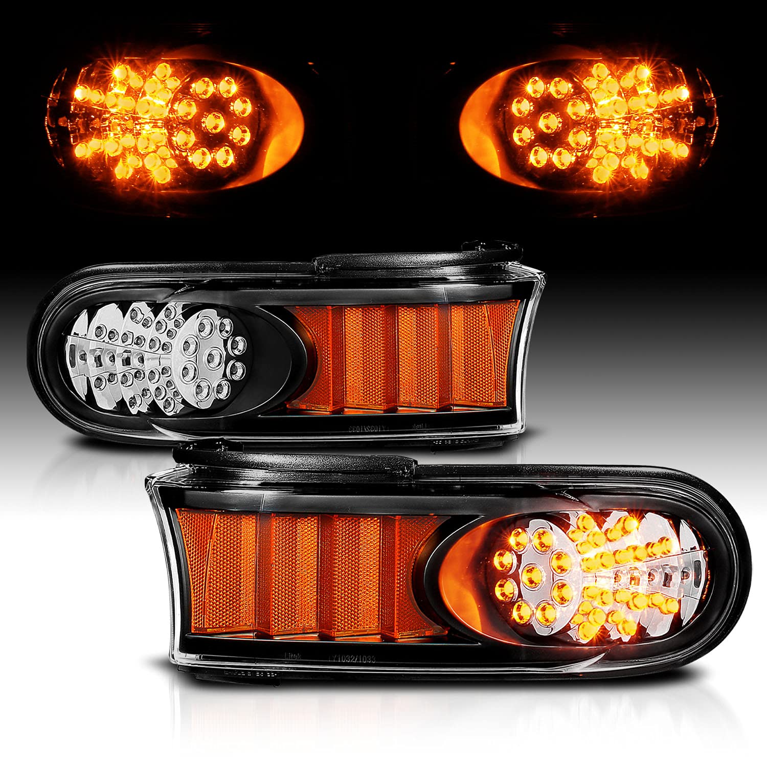 AmeriLite Black Parking Lights for Toyota FJ Cruiser - Left & Right Side Replacement - Durable & Weatherproof for Off-Road Adventures & Night Driving