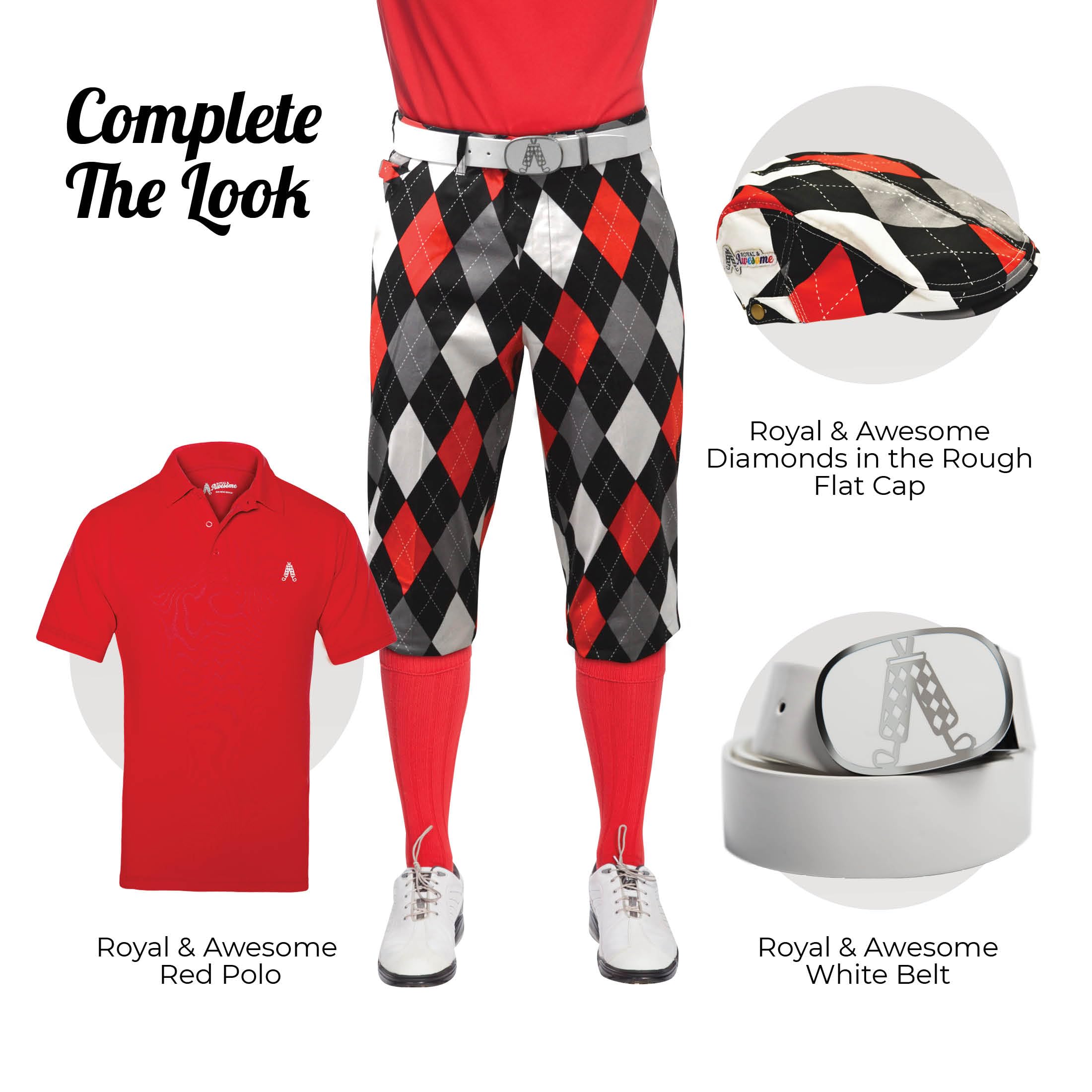 Royal & Awesome Men's Golf Knickers - Stylish & Comfortable Golf Pants for Men - Fun & Trendy Knickers for Golfers - Perfect for Golf Tournaments, Casual Wear & Country Club Events