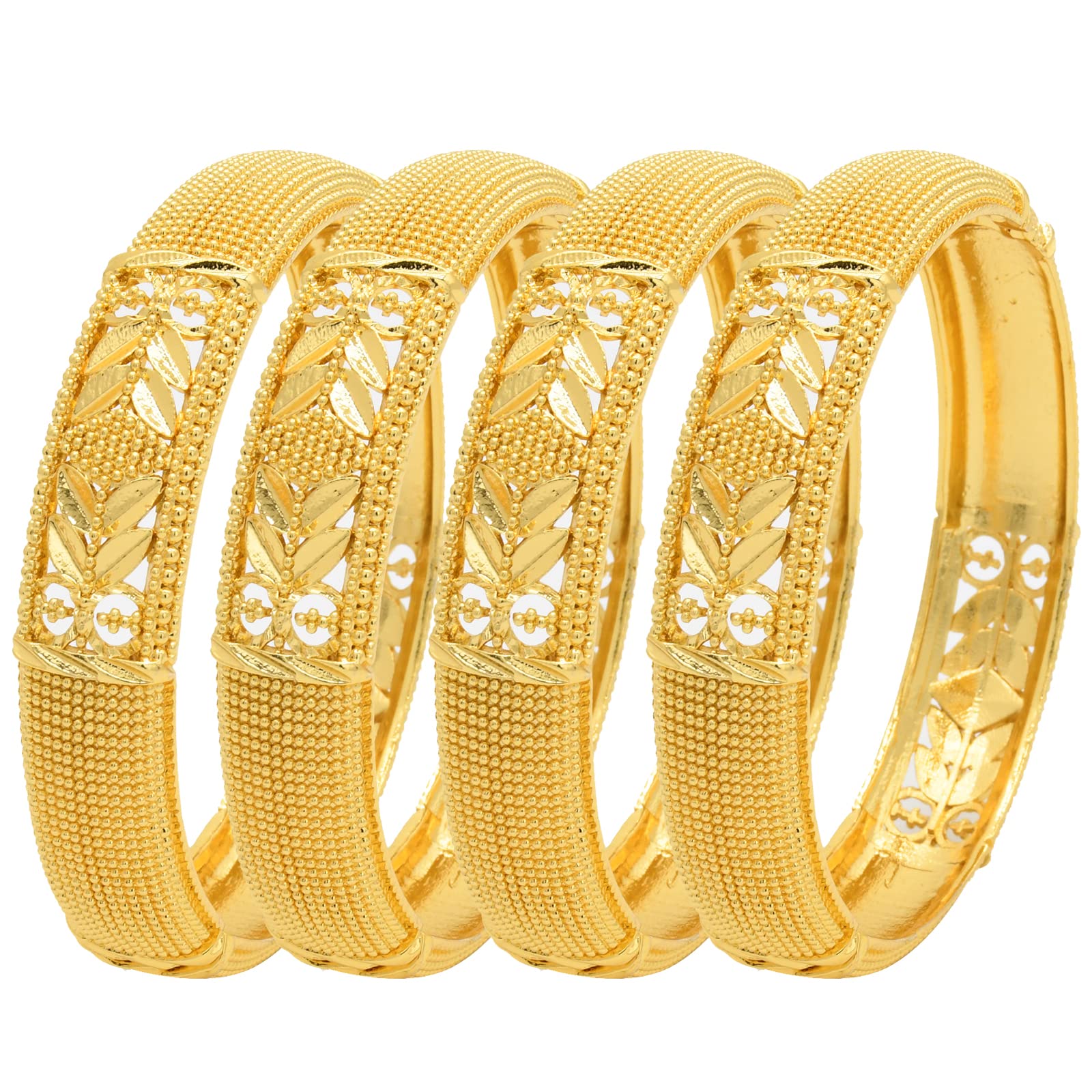 18K Gold Plated Dubai Bangles for Women - Indian African Wedding Bracelets - Ethiopian Bridal Jewelry - Perfect for Weddings, Parties & Special Occasions
