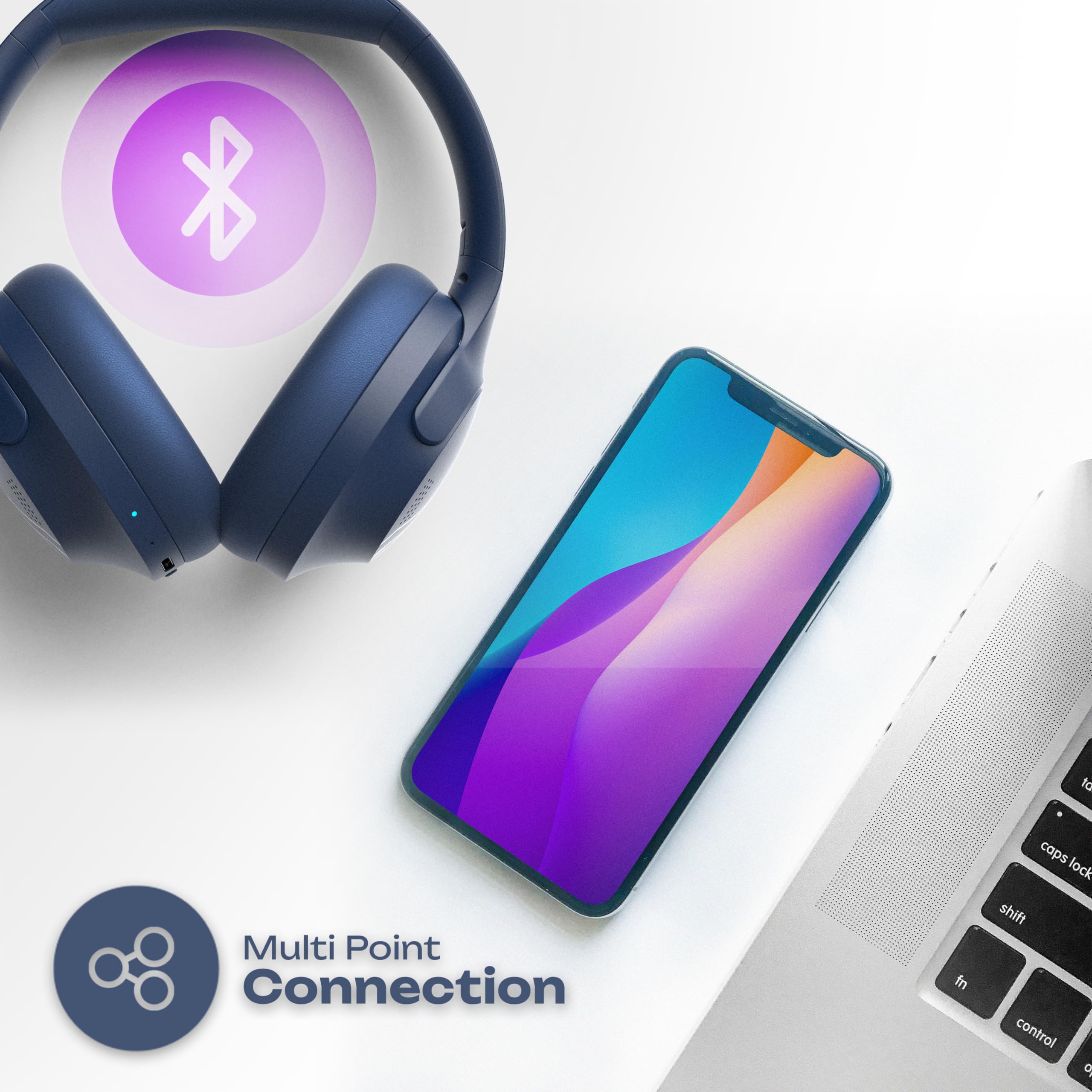 PowerLocus Bluetooth Over-Ear Headphones with 50-Hour Playtime, Foldable Wireless Headset with Built-in Mic, Lightweight HiFi Stereo Sound for Phone/PC/Travel - Perfect for Commuting, Gaming & Office Use