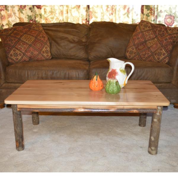 Solid Hickory Wood Coffee Table - Rustic Farmhouse Style Living Room Furniture for Home Decor & Relaxation