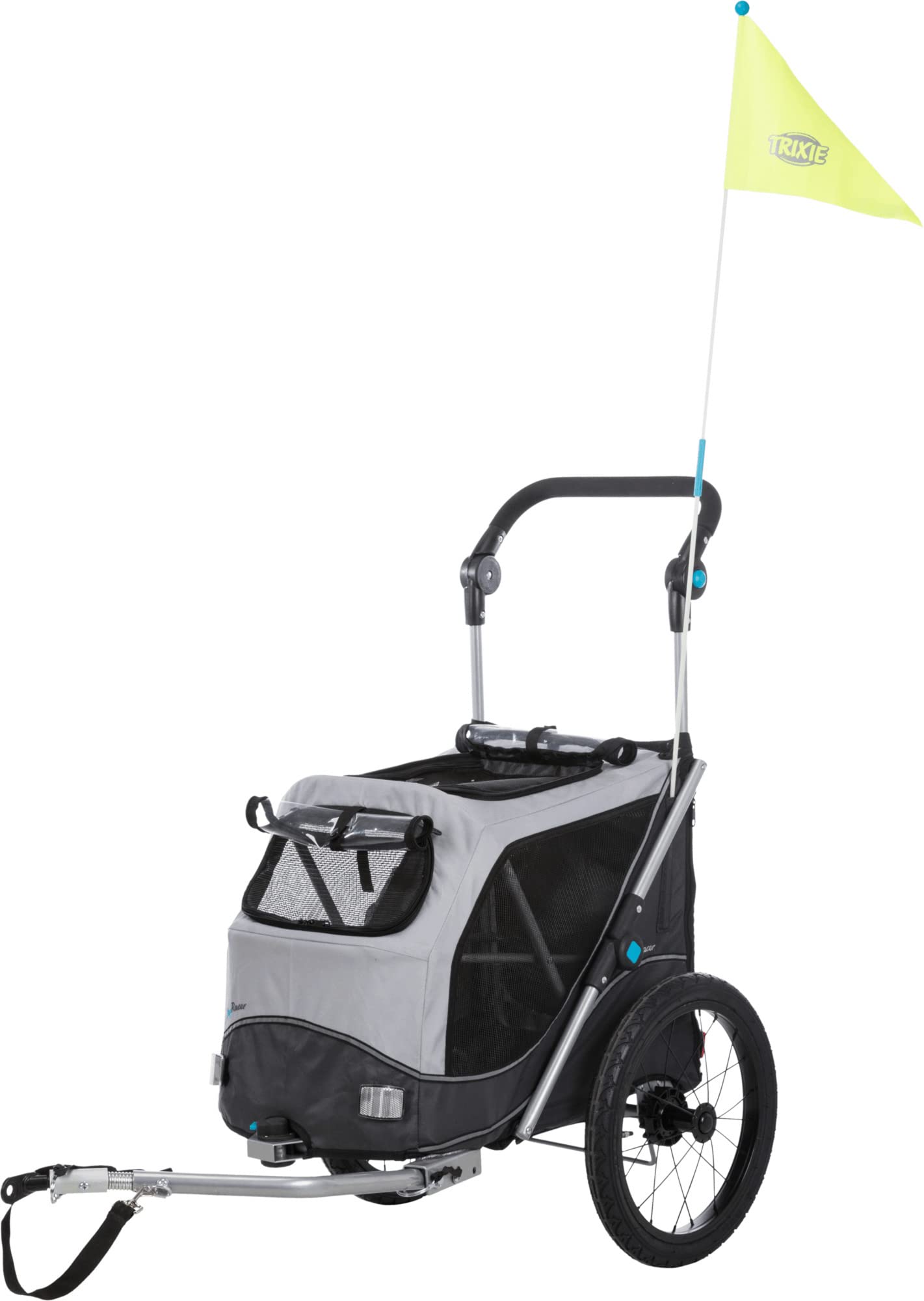 TRIXIE Quick-Fold Convertible Dog Bike Trailer & Pet Stroller - Easy Setup & Compact Fold - Perfect for Cycling, Jogging & Outdoor Adventures with Your Pet