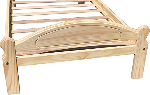 Solid Pine Twin Bed Frame - Unfinished Wooden Bed with Slats for Boys & Girls | Easy Assembly Kids Bedroom Furniture | Perfect for Guest Rooms, Dormitories & Children's Bedrooms