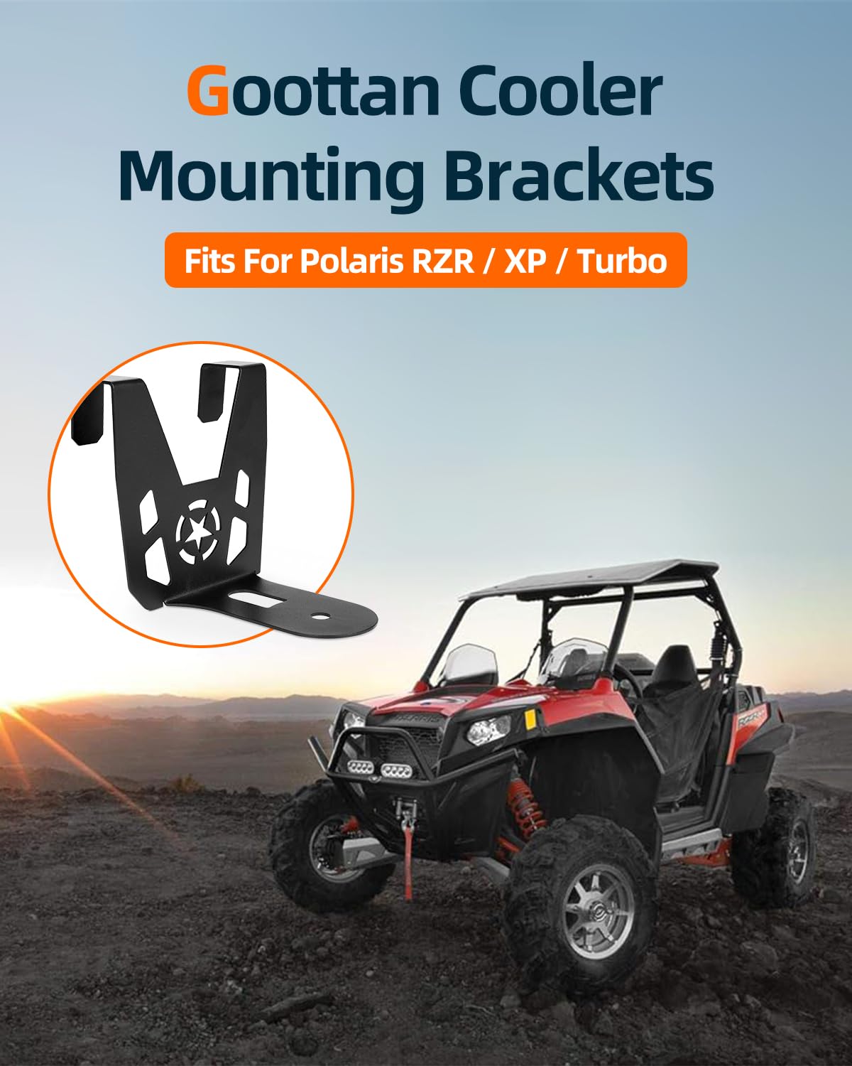 2PCS RZR Cooler Mounting Brackets - Compatible with Polaris RZR/XP/Turbo - Heavy Duty ATV Cooler Accessories for Off-Road Adventures, Camping & Outdoor Activities