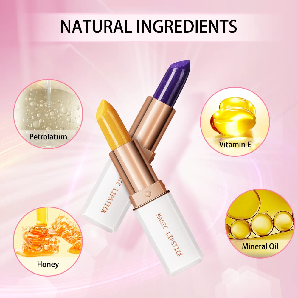 Magic Temperature Color Changing Lipstick - Moisturizing Shimmer Lip Gloss, Long Lasting & Waterproof (Purple) - Perfect for Parties, Dates & Everyday Wear