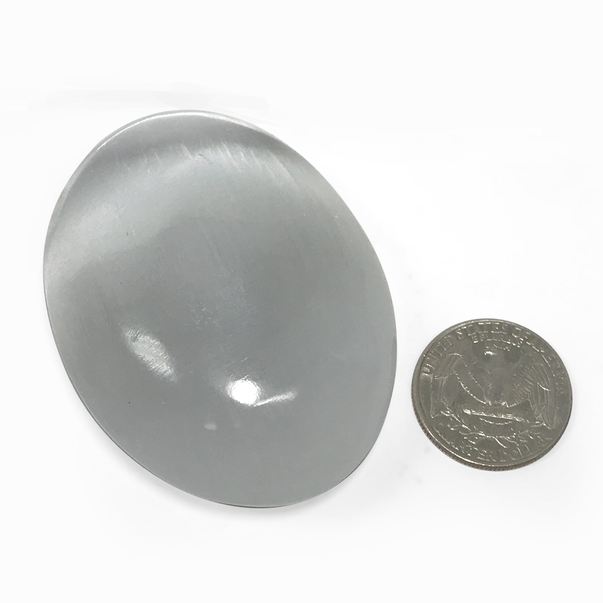 Natural Selenite Palm Stone - Polished White Crystal Gemstone for Collectors, Healing, Meditation & Gifts - Smooth Satin Spar Selenite for Stress Relief & Positive Energy (RSH158) - Perfect for Home Decor, Office Desk & Spiritual Practice