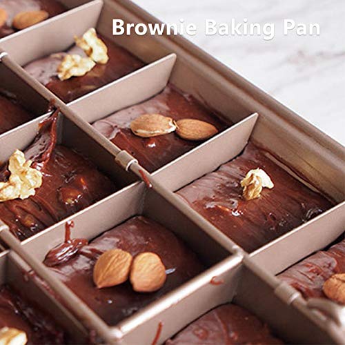 Hovico 18-Lattice Non Stick Brownie Baking Pan with Dividers - High Carbon Steel Oven Safe Brownie Tray with Built-In Slicer & Rack - Perfect for Homemade Brownies, Bars & Desserts Baking