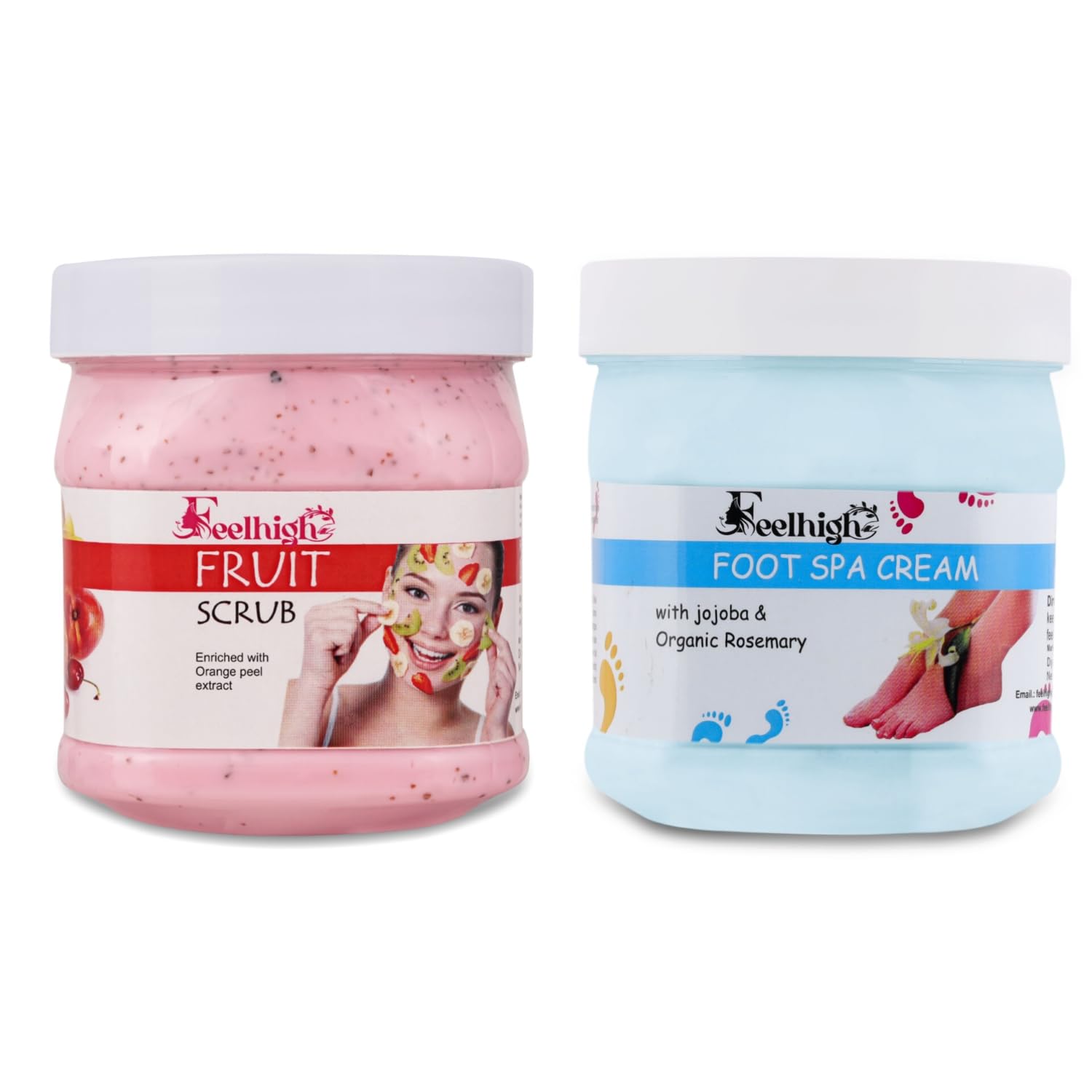 Feelhigh Exfoliating Face & Body Scrub with Mixed Fruit Extracts & Foot Spa Cream Set - 2-in-1 Skincare Combo for Smooth Skin | Perfect for Home Spa Days & Self-Care Routines