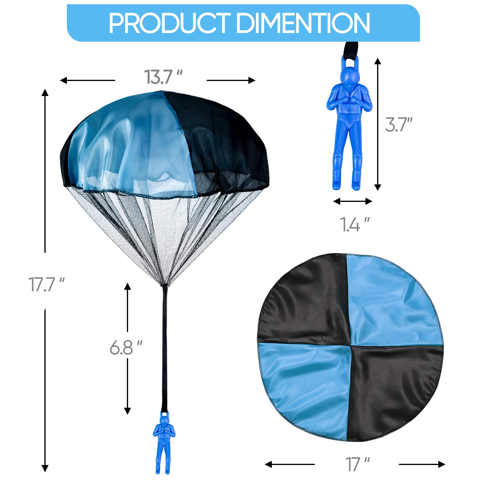 Kids Parachute Toy - Outdoor Flying Parachute Men for Boys & Girls Ages 3-12 - Fun Easter Basket Stuffers & Party Favors - Perfect for Backyard Play, Birthday Parties & Outdoor Activities