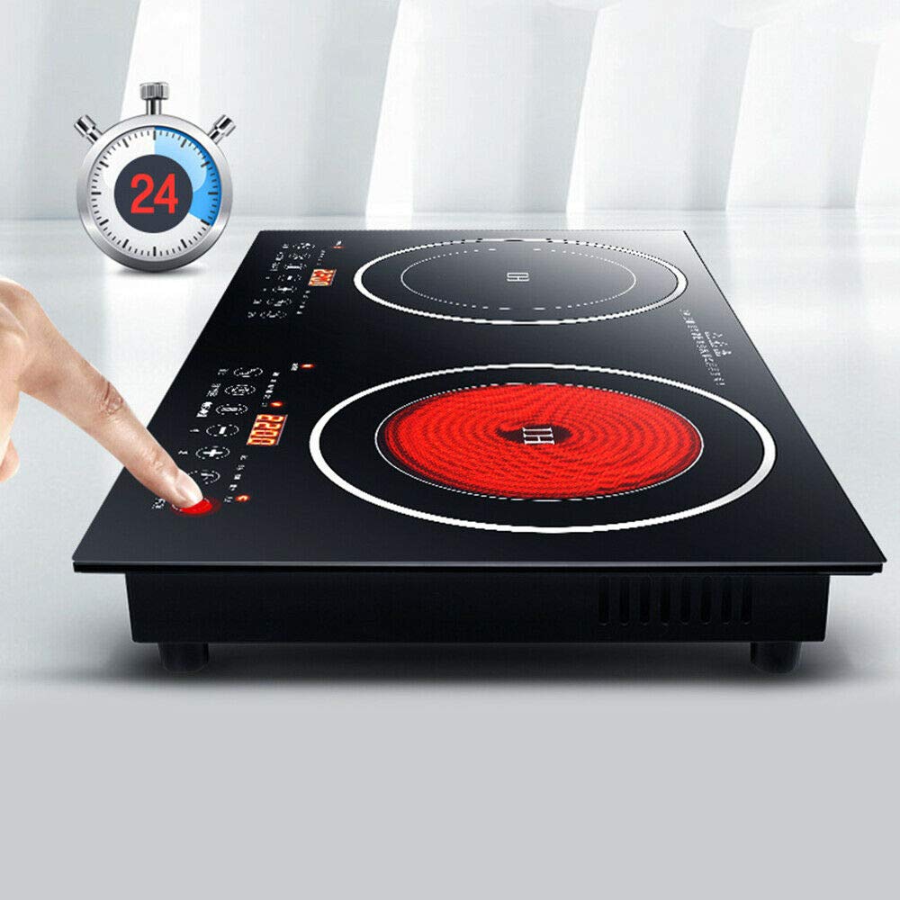 Portable Induction Cooktop - 110V 8-Level Electric Dual Burner Induction Cooker with Countertop Design, Compatible with Cast Iron Cookware - Perfect for Home Kitchen, Restaurant, Dorm & RV Cooking (USA Stock)