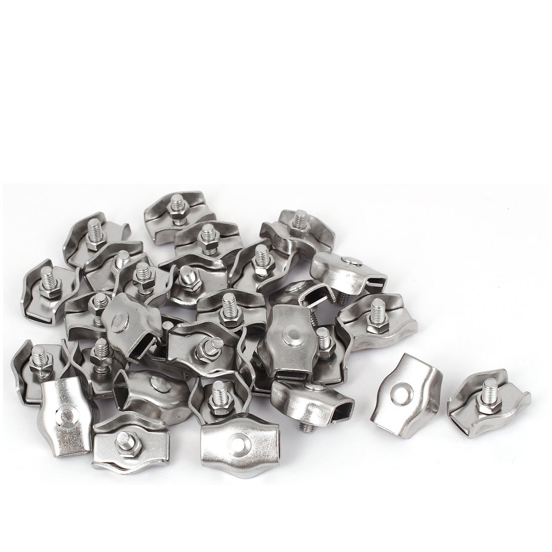 Stainless Steel Simplex Single Bolt Clip Cable Clamps - 30 Pcs for 5mm Wire Rope - Heavy Duty Rope Fittings for Marine, Construction & DIY Projects