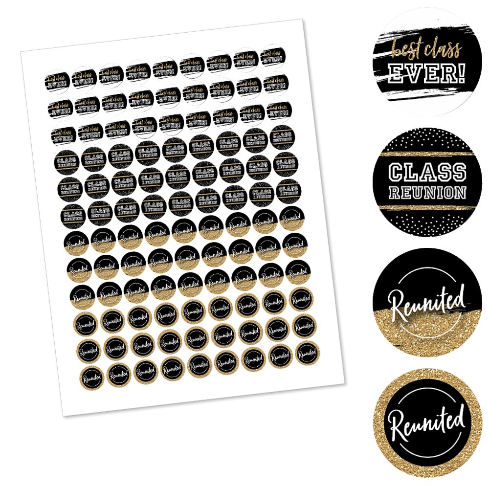 Big Dot of Happiness Reunited School Class Reunion Party Round Candy Stickers - 108 Self-Adhesive Labels for Chocolate & Candy Favors - Perfect for Anniversary Celebrations, Alumni Events & Gift Packaging