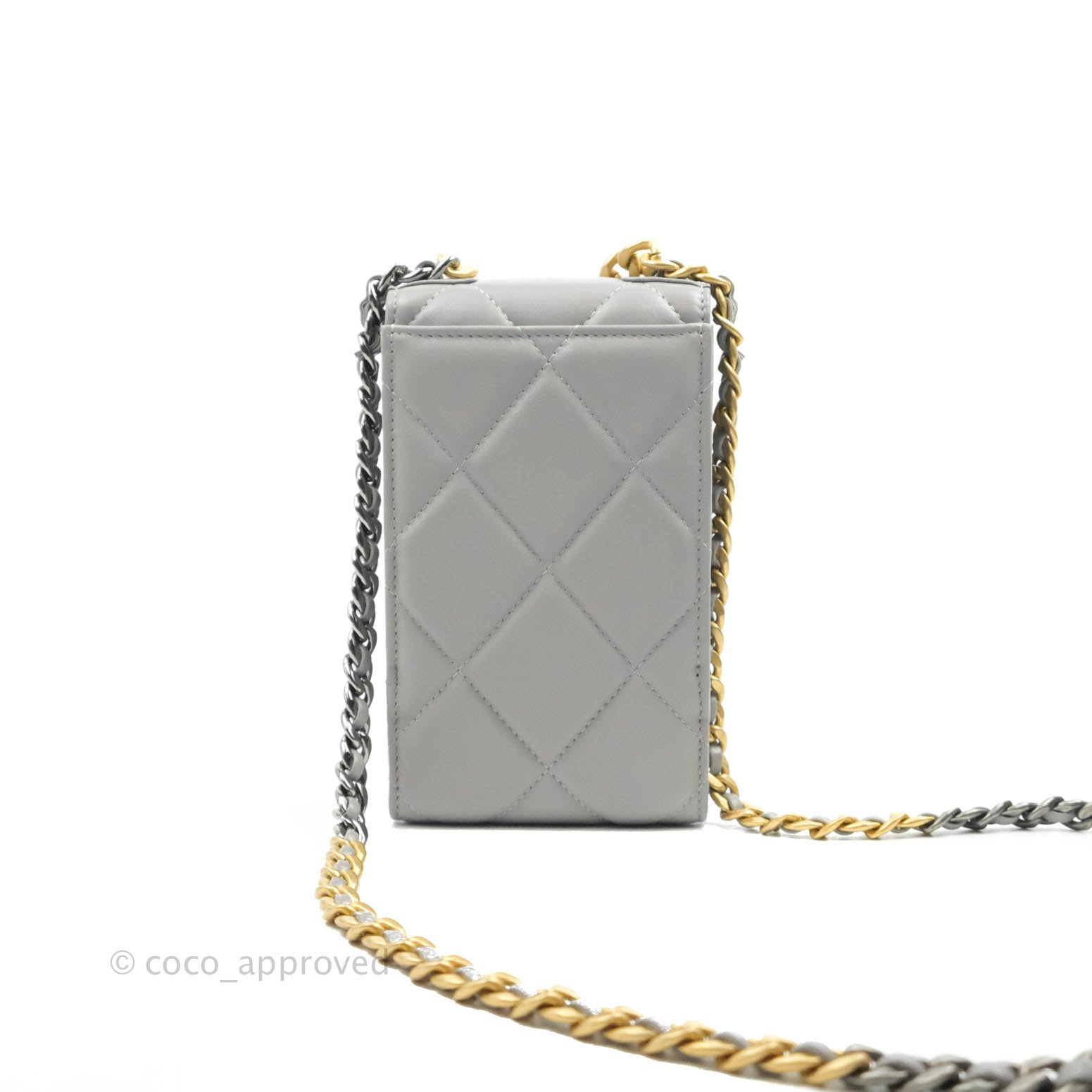 Chanel 19 Grey Mixed Hardware Phone Holder - Luxury Designer Phone Case for iPhone & Android - Perfect for Everyday Use, Travel & Fashion Accessories