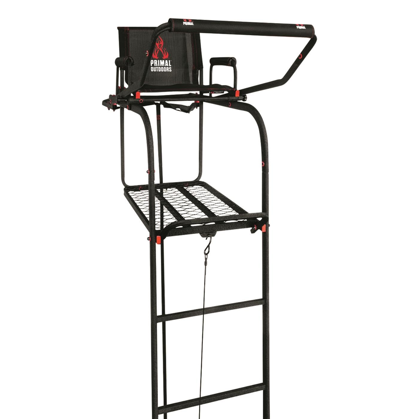 Primal Tree Stands Single Vantage Deluxe 17 Foot Ladder Tree Stand with Jaw & Truss Stabilizer System - Perfect for Hunting, Wildlife Observation, and Outdoor Adventures