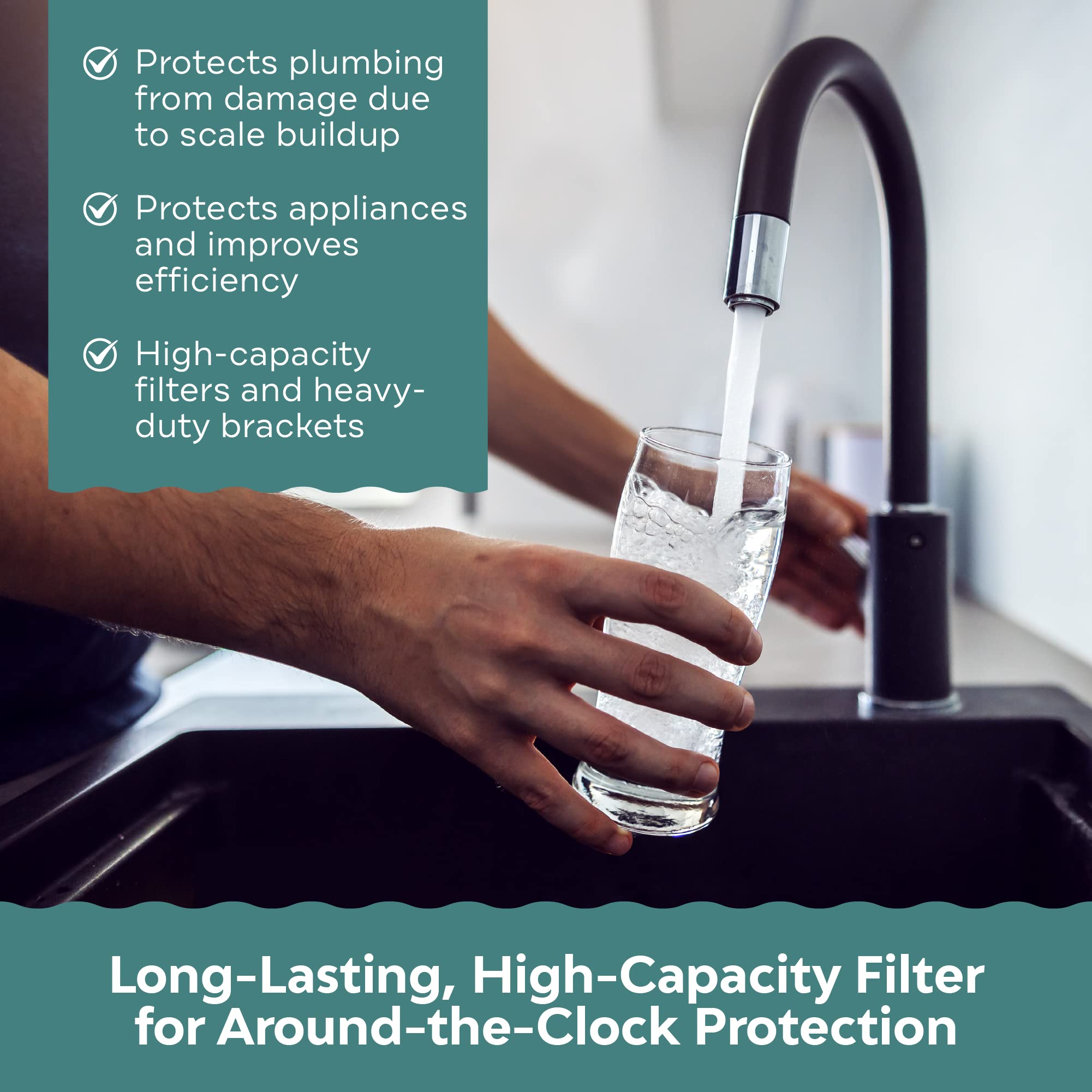 Applied Membranes Inc. Water Descaler System - Prevent Limescale in Tankless Water Heaters & Whole House Pipes | Hard Water Treatment Solution for Cleaner Showers & Longer Appliance Life
