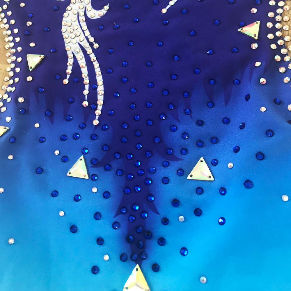 LIUHUO RG Blue Crystal Leotard for Girls - Gymnastics Competition Dress