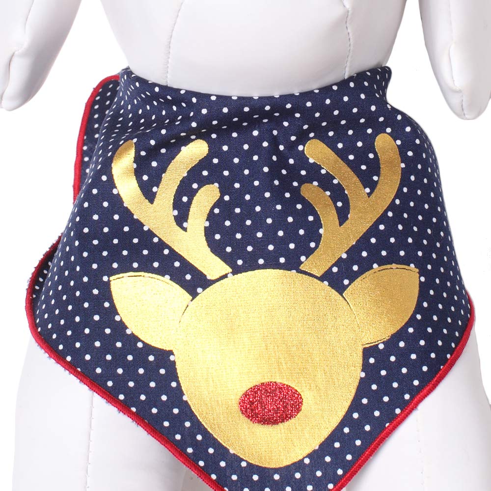 Christmas Dog Bandanas with Reindeer Silhouette - 100% Cotton Holiday Pet Accessories for Medium & Large Dogs - Perfect for Christmas Photos, Parties & Festive Outfits
