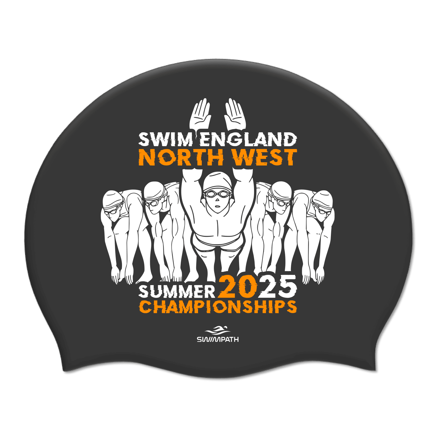 Swim England North West Summer Championships 2025 Silicone Suede Swimming Cap - Black | Competition & Training Swim Cap for Professional Swimmers