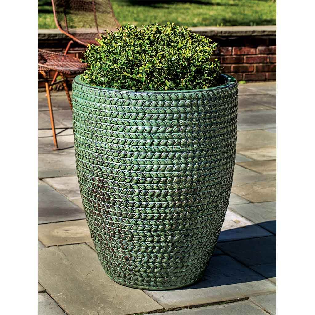 Campania International Sisal Weave Tall Planter Set of 3 - Seafoam Green Indoor/Outdoor Flower Pots for Patio, Garden & Home Decor