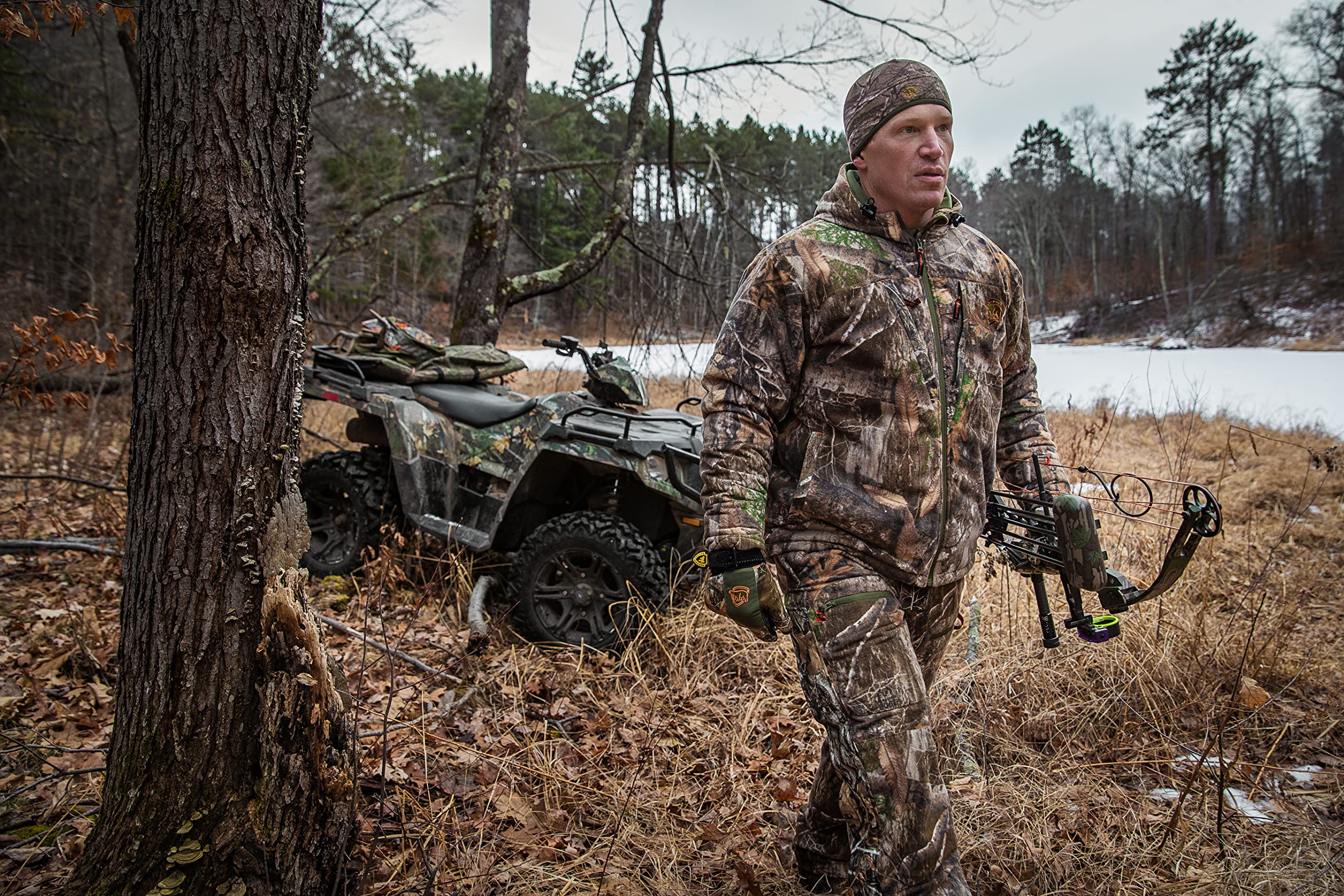 Heat Echo Sherpa Bib - Realtree Edge Camo Pattern Insulated Winter Overalls for Hunting & Outdoor Activities