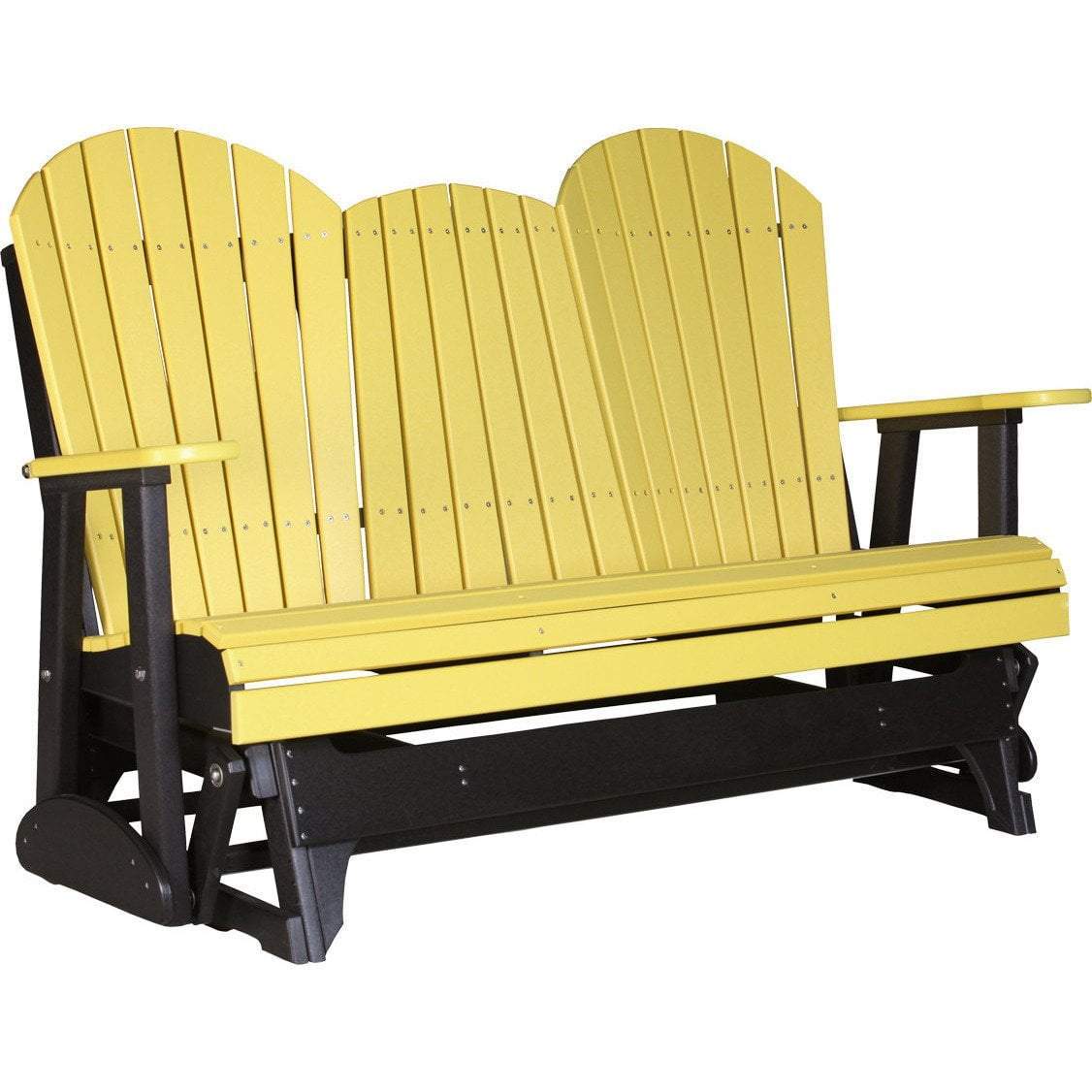 LuxCraft 5 ft. Yellow Recycled Plastic Adirondack Outdoor Glider Chair - Perfect for Patio, Garden, Poolside & Backyard Relaxation