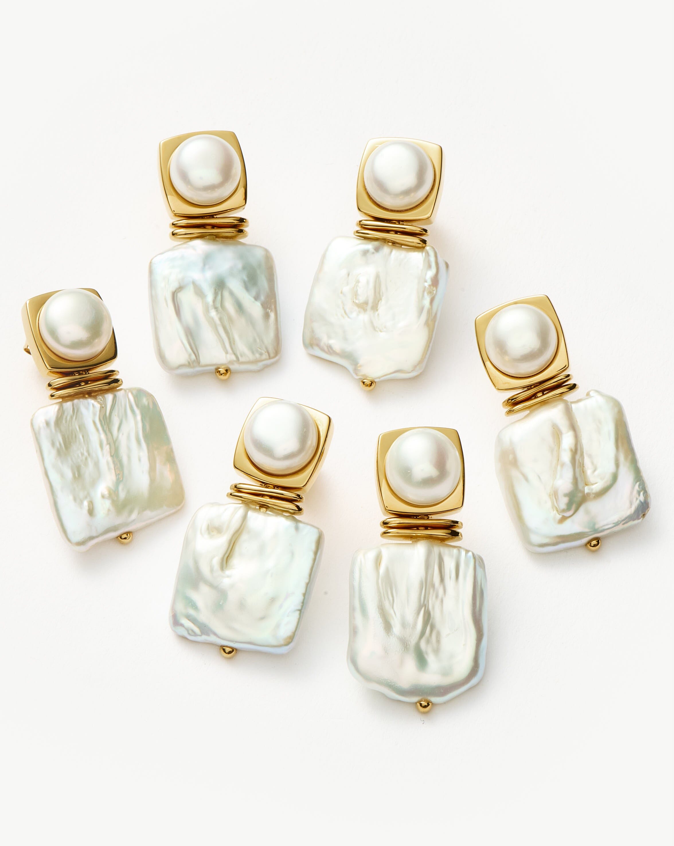 18k Gold Plated Square Pearl Statement Earrings - Elegant Pearl Jewelry for Women | Perfect for Weddings, Parties & Special Occasions
