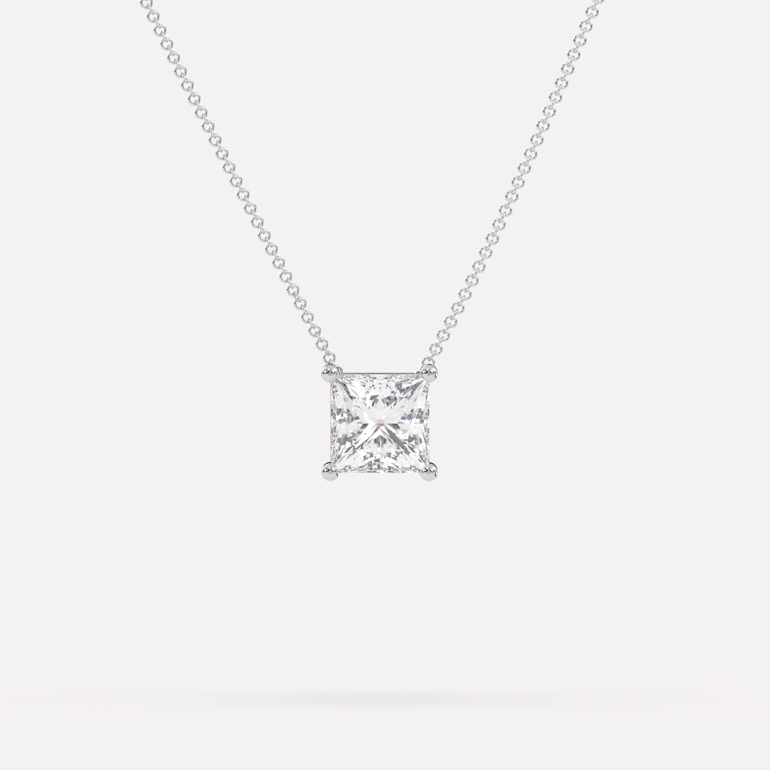 2 Carat Princess Cut Floating Diamond Pendant Necklace for Women - Elegant Jewelry Gift for Anniversary, Wedding & Special Occasions