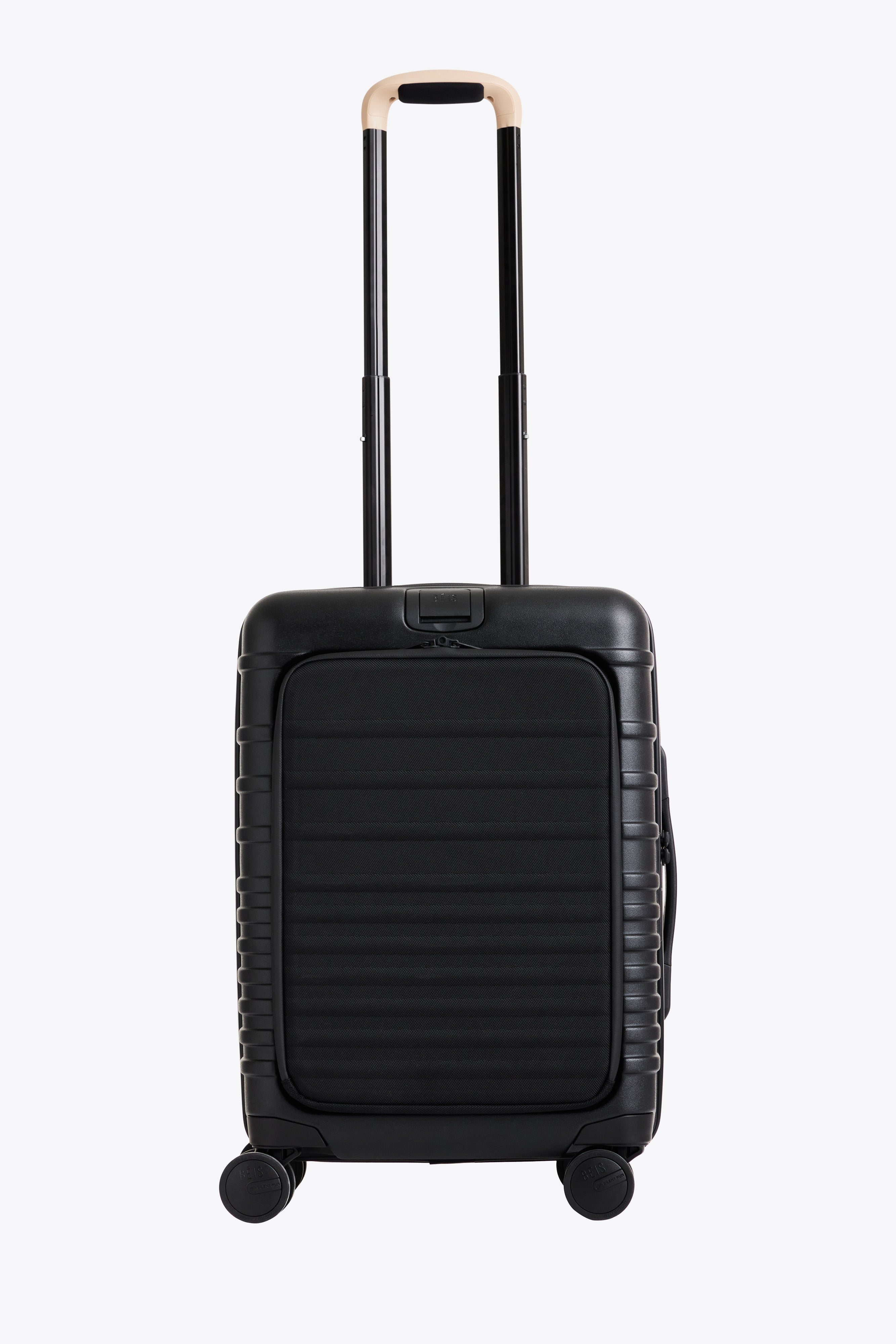 Black Front Pocket Carry On Roller Luggage - Perfect for Air Travel & Business Trips | Compact & Convenient Carry-On Suitcase