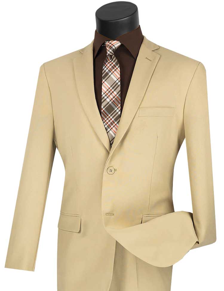 Beige Slim Fit Men's 2-Piece Business Suit with 2 Buttons | Formal Office Attire, Wedding, Interview & Special Occasion Outfit