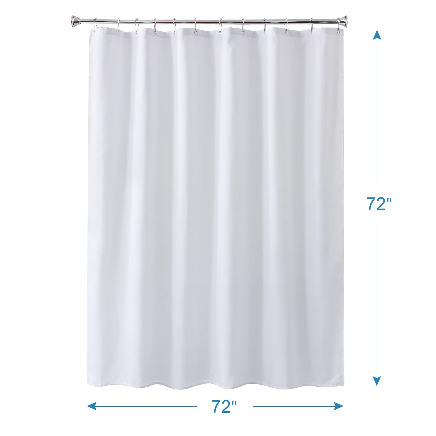 Amazer White Waterproof Shower Curtain Rings & Liner Set - Durable Bathroom Accessories for Shower, Bathtub, and Spa Decor