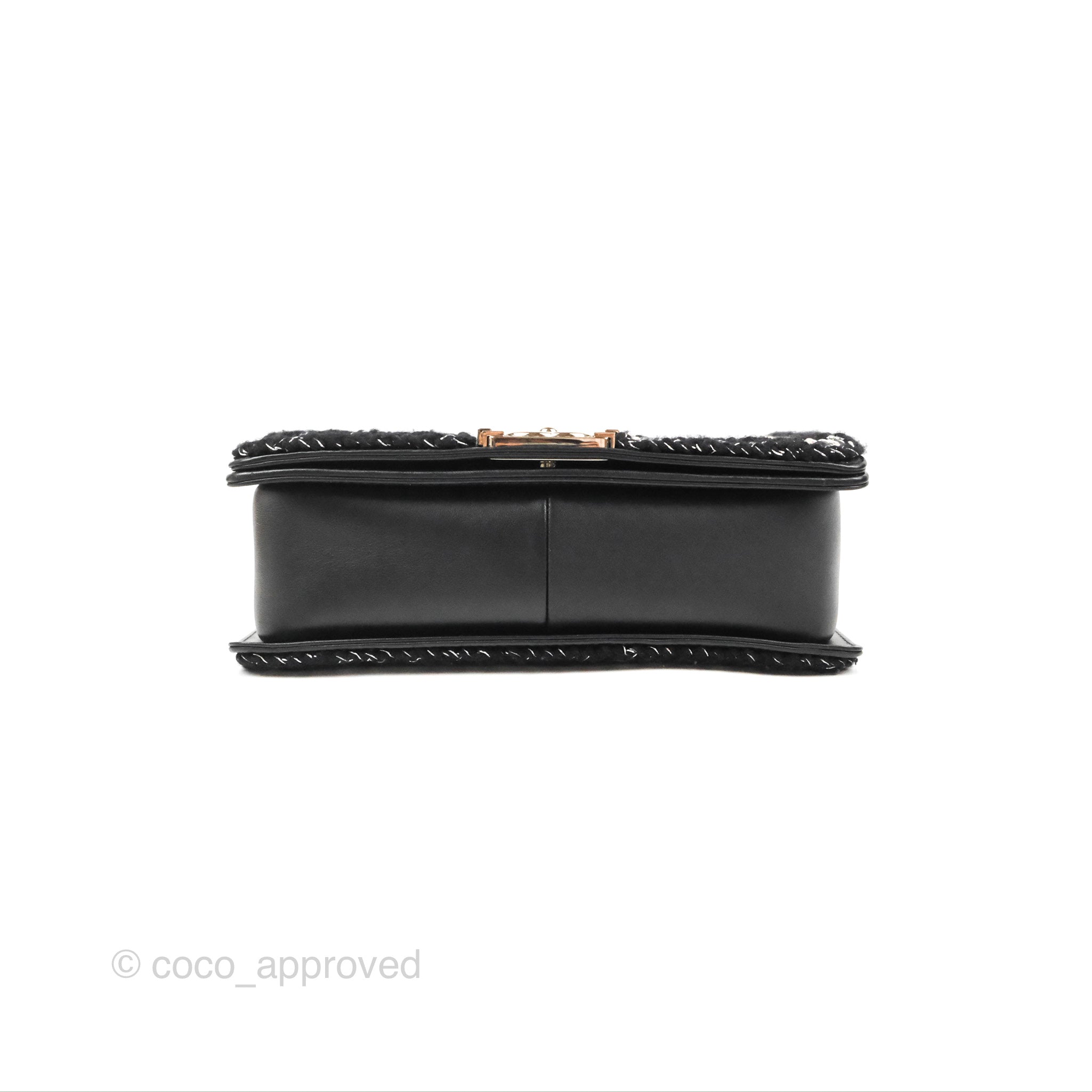 Chanel Chevron Braid Around Chain Boy Bag - Black Calfskin Leather with Silver Hardware | Luxury Crossbody Bag for Women, Perfect for Date Night & Evening Events