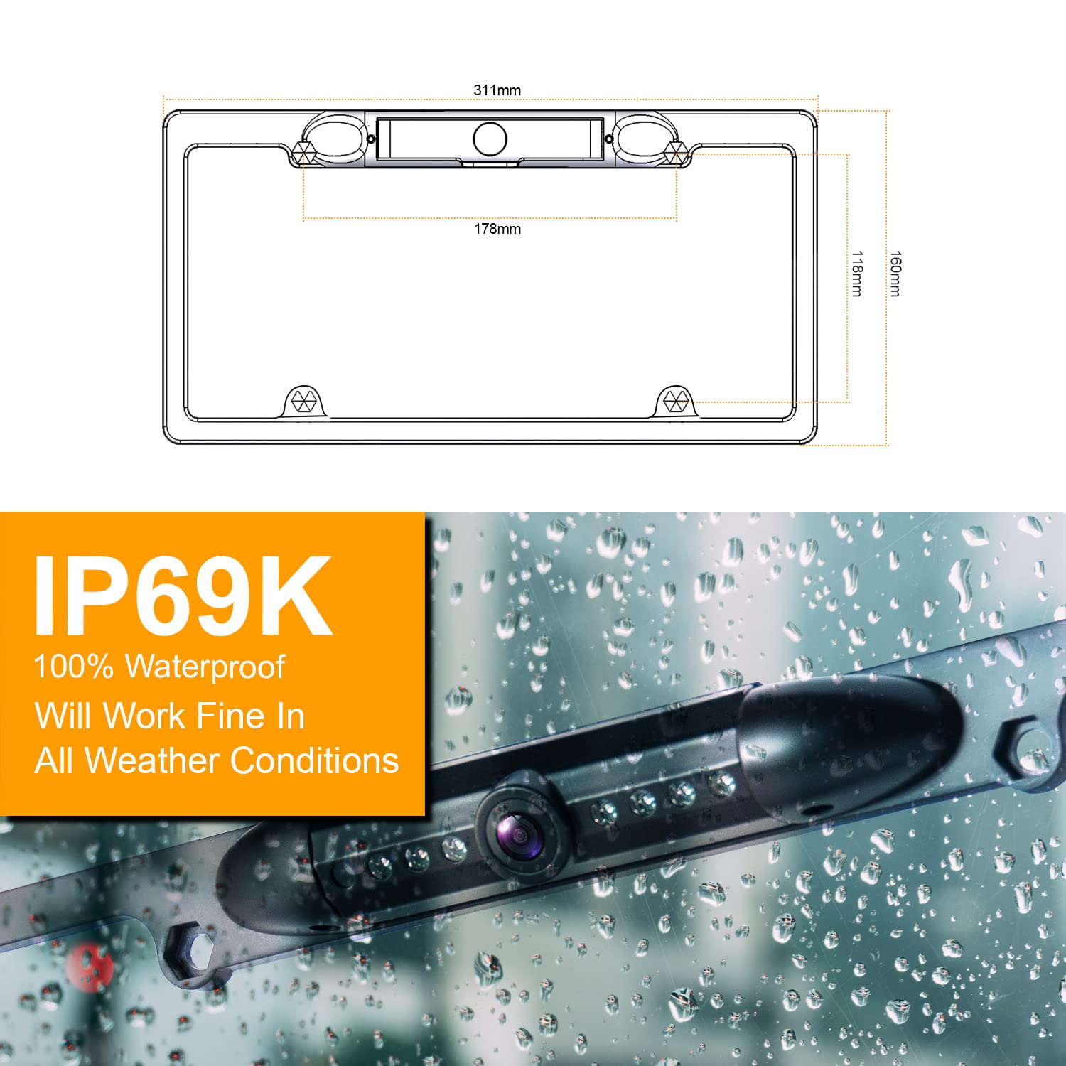 5 Inch Wireless Backup Camera with Split Screen - US License Plate Rear View Camera for Trailers, Minivans, Pickups | Supports Adding 2nd Camera for Enhanced Safety & Parking Assistance