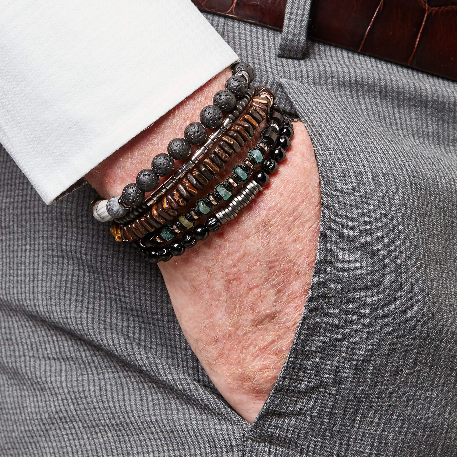 Men's Green Roman Glass Macrame Imperial Bracelet – Handmade Beaded Jewelry for Men, Unique Gift for Him, Perfect for Casual Wear & Special Occasions