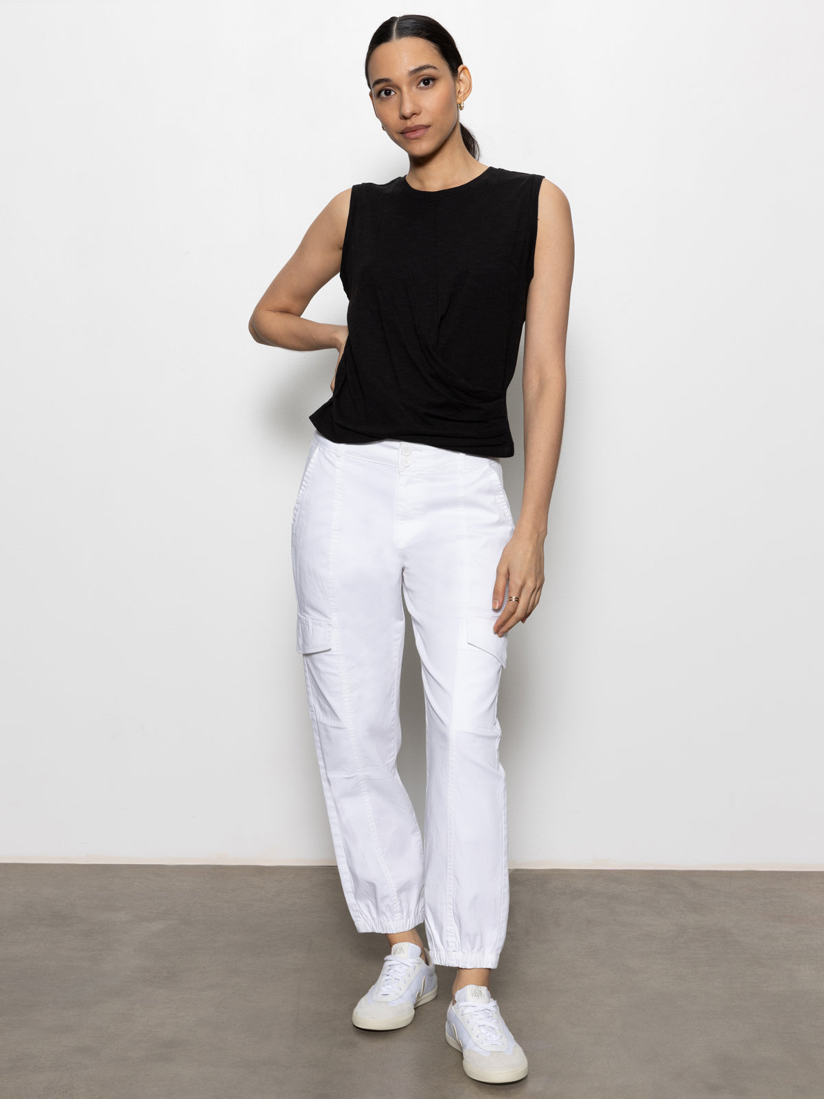 Stylish Black Draped Tank Top for Women - Perfect for Casual Wear, Layering & Summer Outfits