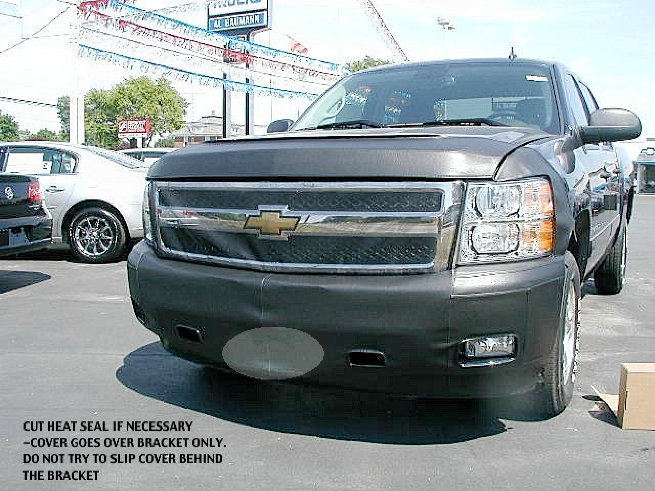 Lebra 2-Piece Front End Cover Black - Car Mask Bra for Chevrolet Silverado 1500 with Fog Lights (2007-2008 Models) - Protects Paint from Road Debris & Weather for Daily Commuting & Highway Driving