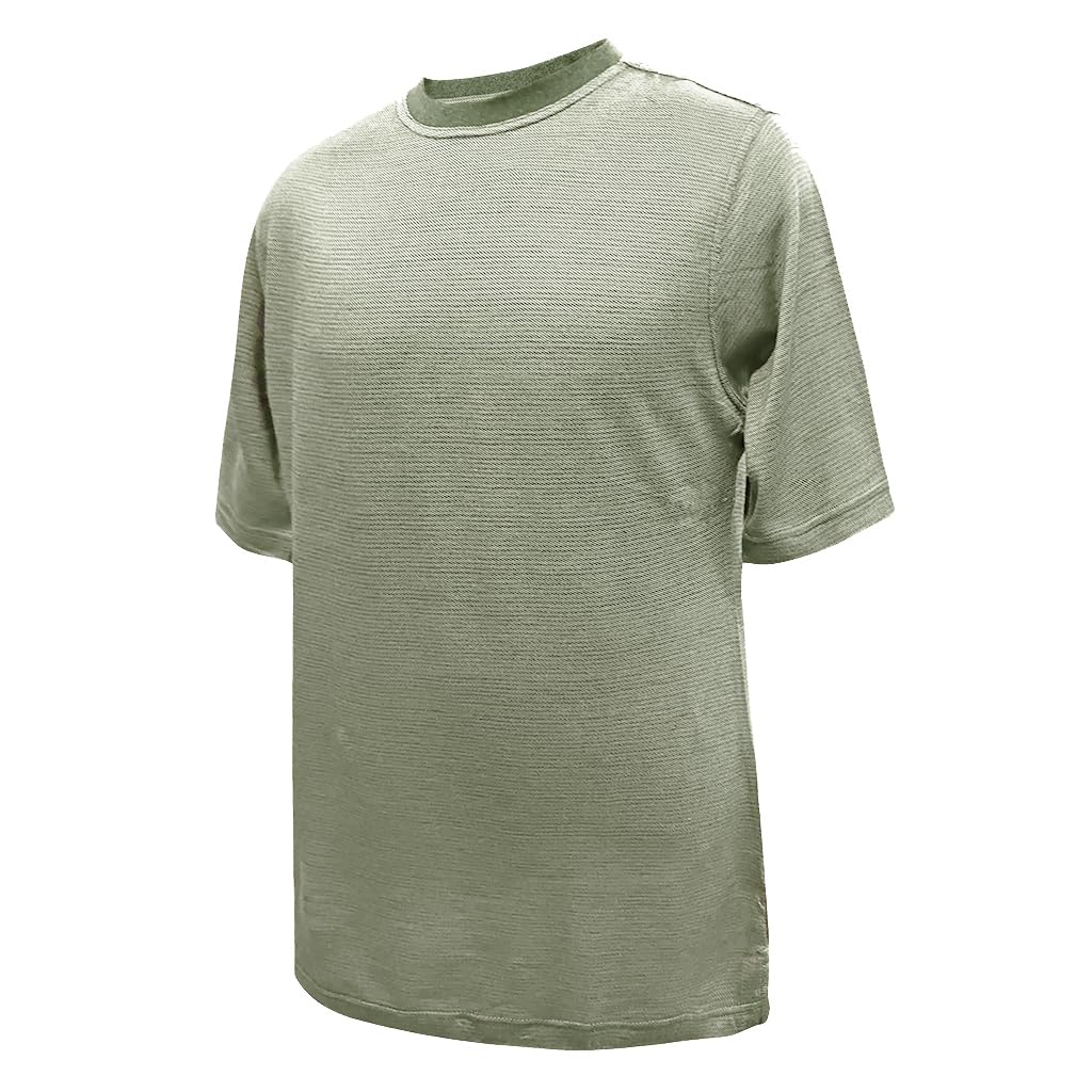 Monterey Club Men's Rayon Cotton Blend Textured Crew Neck Shirt #1176 - Casual Button Down Shirt for Work, Office & Everyday Wear