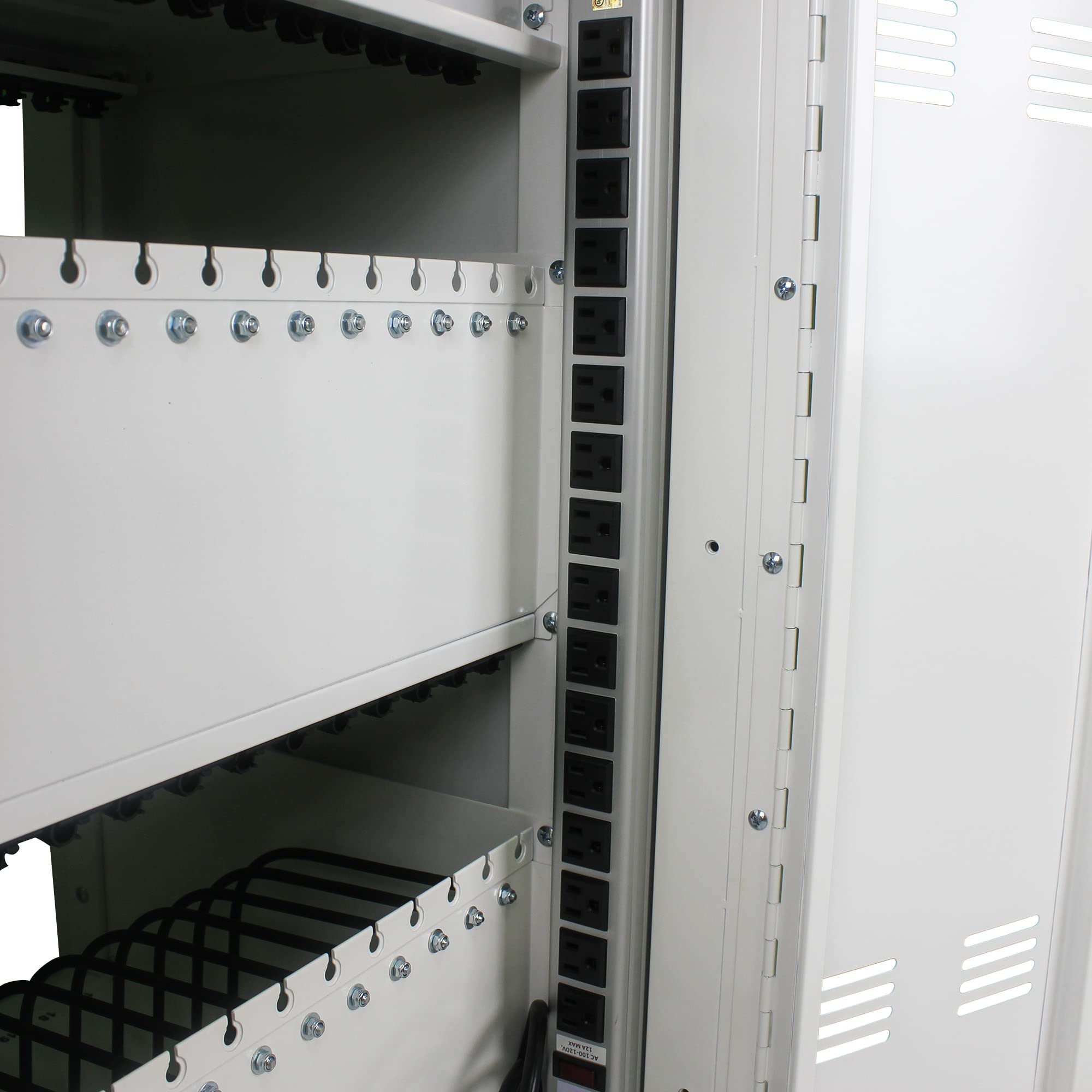 30-Device Mobile Charging Cart with Surge Protection - Secure Storage Cabinet for Tablets, iPads, Chromebooks & Laptops up to 17