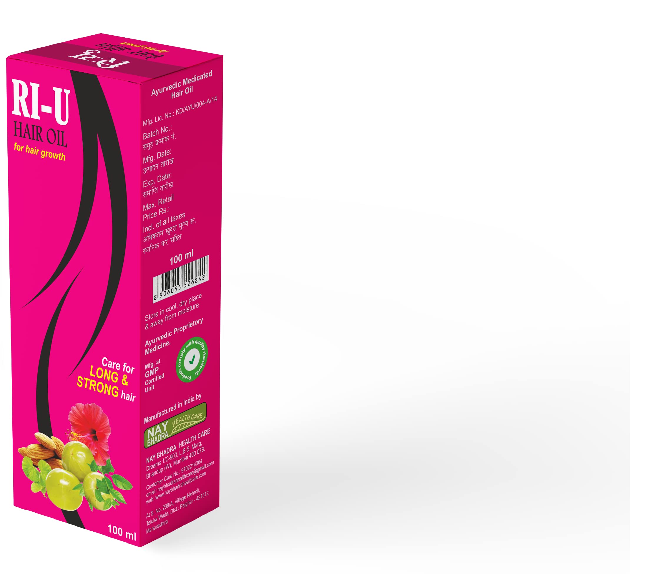 RI-U Hair Oil for Growth & Shine - Natural Hair Care Treatment for Dry, Damaged Hair - Use for Daily Hydration, Styling & Scalp Massage