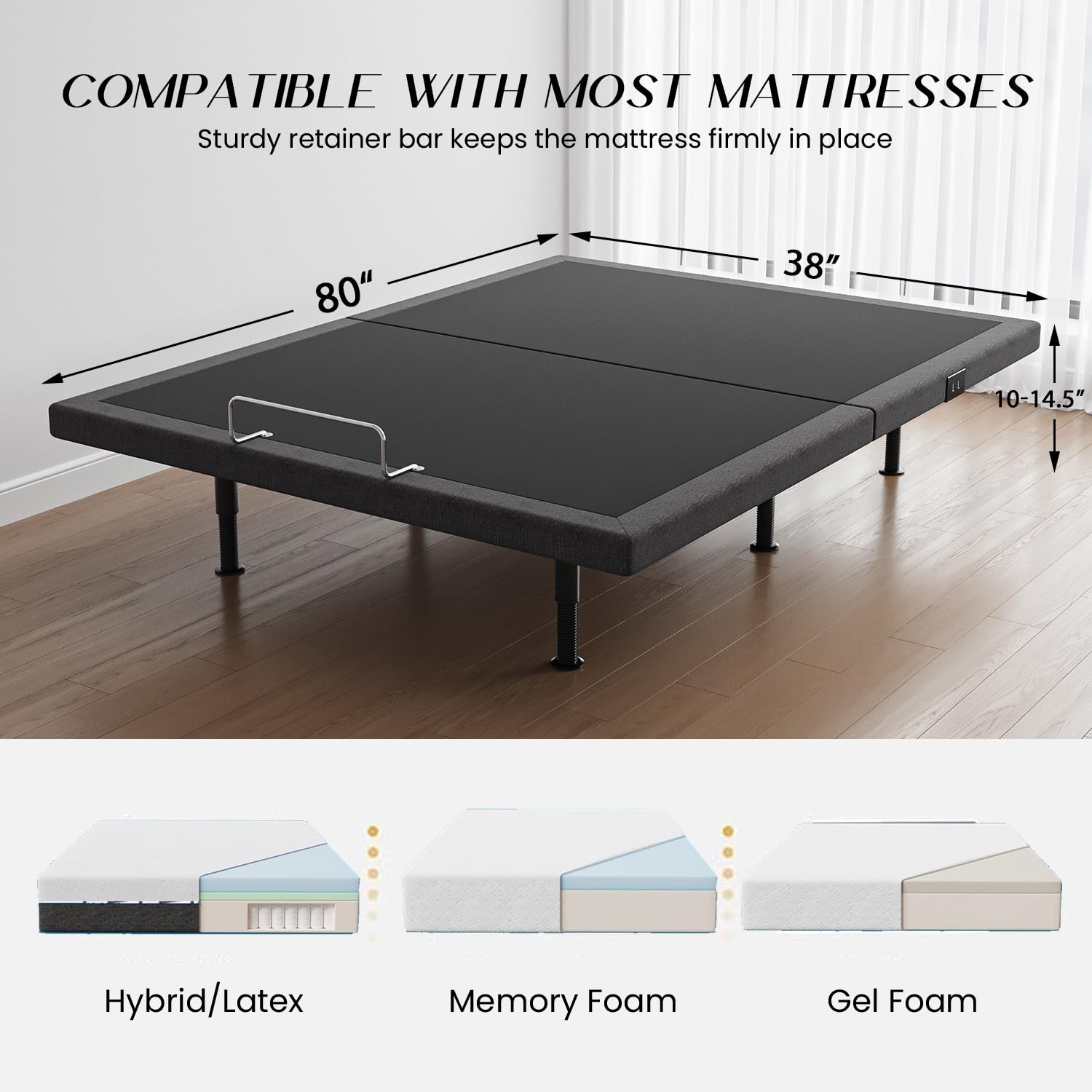 Adjustable Bed Frame Twin XL - Electric Power Bed Base with Wireless Remote, Zero Gravity, Under-Bed Lighting & 2 USB Ports | Height Adjustable Legs | Perfect for Home, Dorm, or Guest Room Use