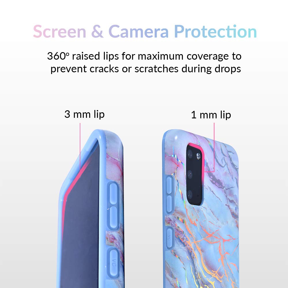 VELVET CAVIAR Samsung Galaxy S20+ Plus Case - Cute Protective Phone Cover for Women & Girls | Holographic Pink Blue Marble Design | Perfect for Everyday Use, Work & Travel