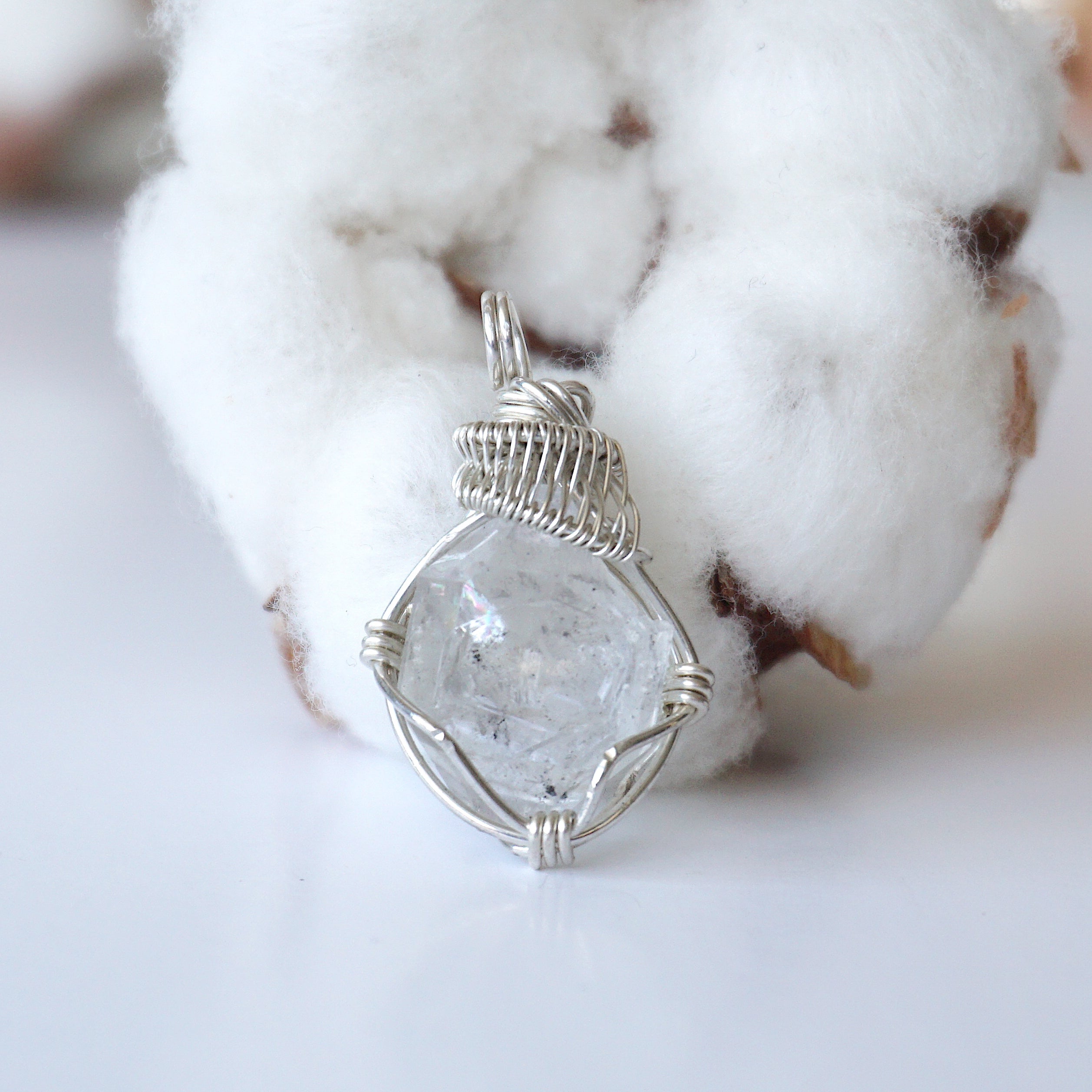 Herkimer Diamond Necklace with Sterling Silver Chain - Elegant Crystal Jewelry for Women, Gift for Her, Perfect for Weddings & Special Occasions