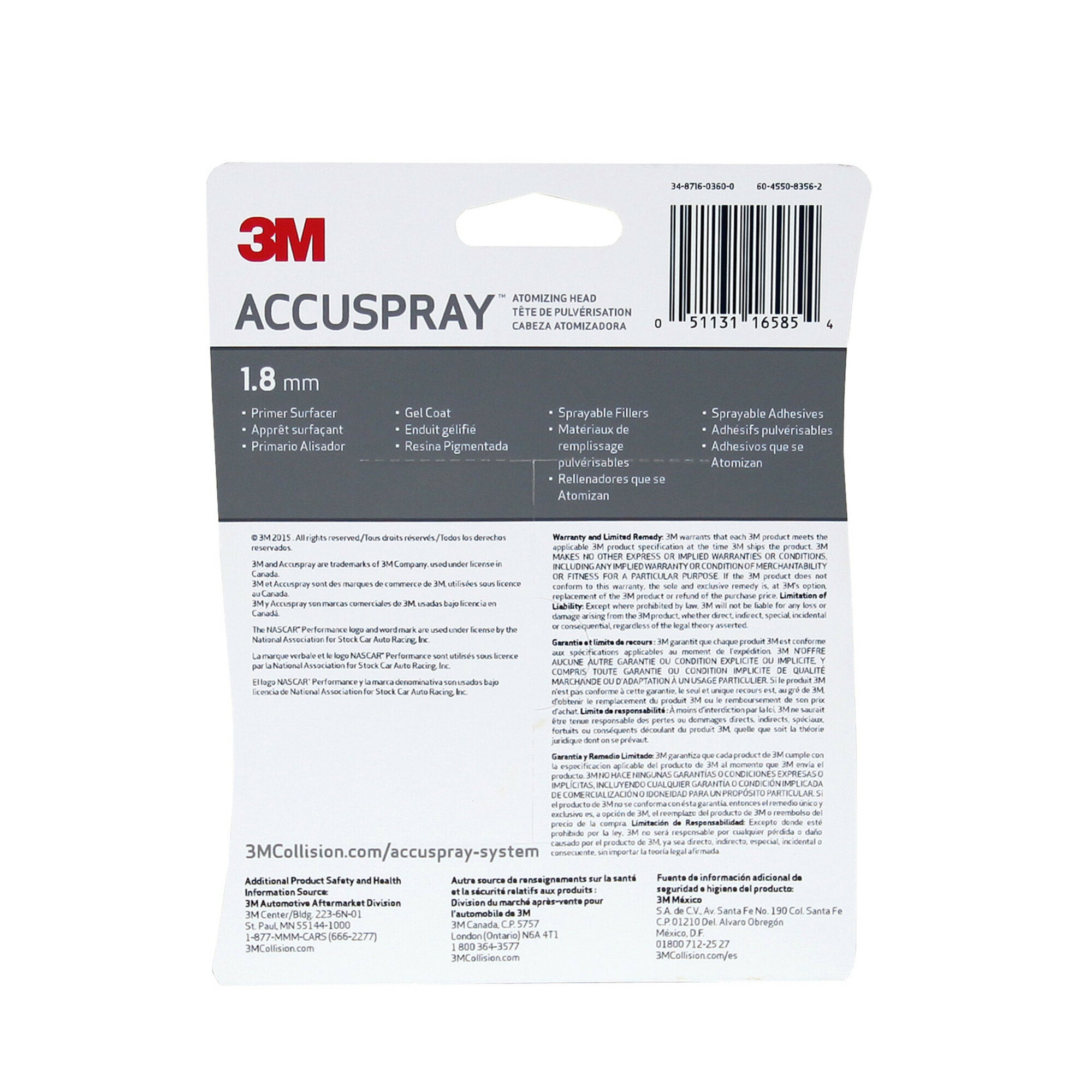 3M Accuspray Atomizing Head 16585 - Clear 1.8mm Spray Nozzle for Paint, Lubricants & Coatings | Perfect for Automotive, Industrial & DIY Projects