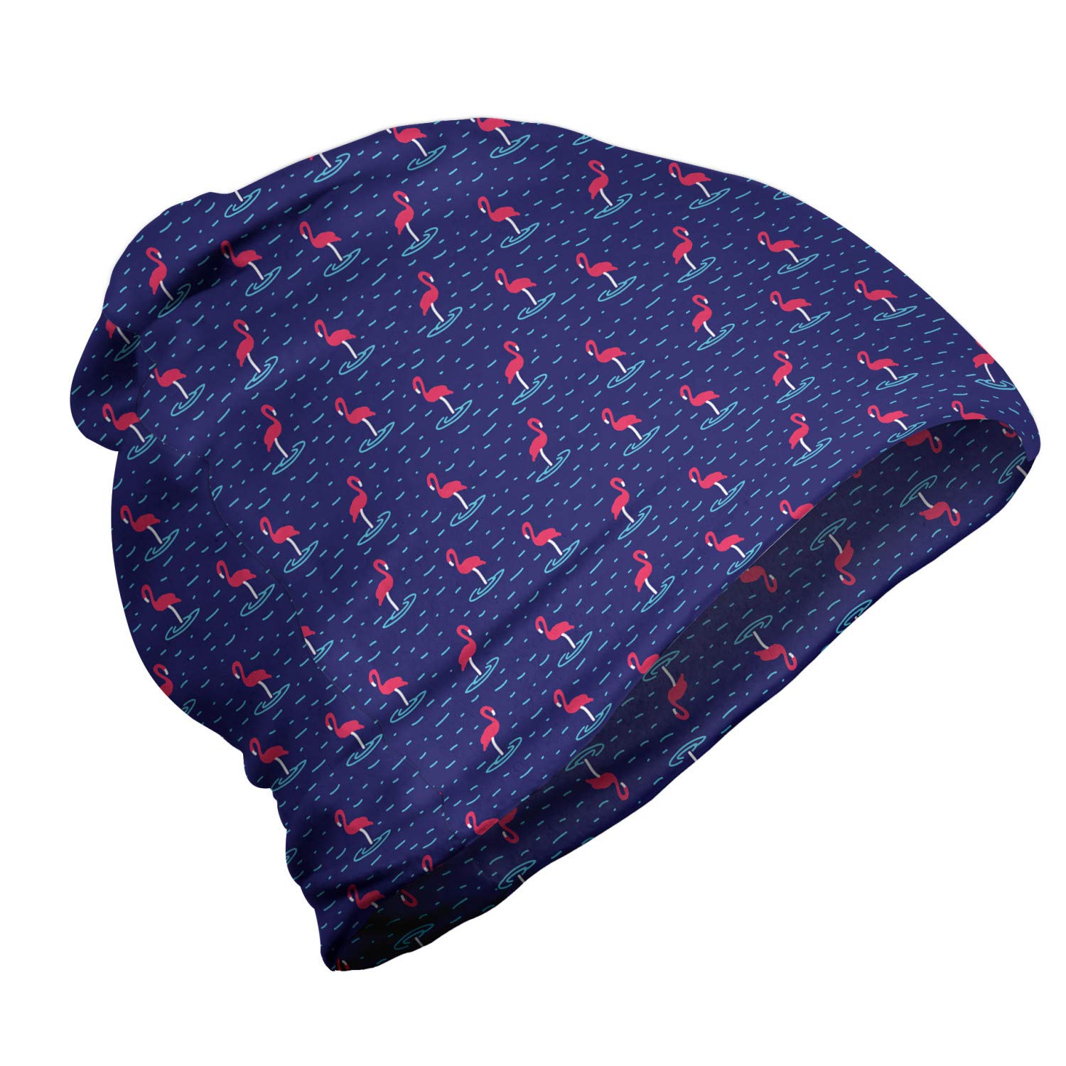 Ambesonne Unisex Beanie - Wavy Lake Birds Design - Soft Winter Knit Hat for Men & Women - Perfect for Hiking, Camping, and Outdoor Adventures