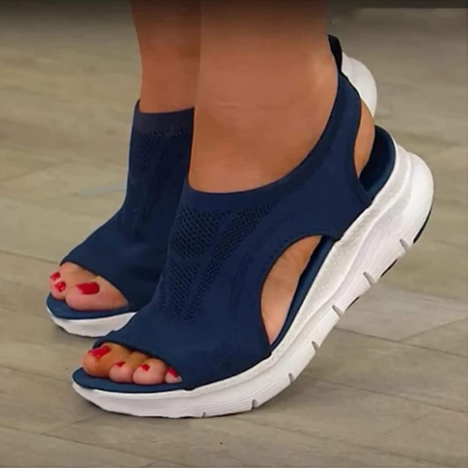 Libiyi Women's Orthotic Sandals - Comfortable Peep Toe Cutout Chunky Heel Sandals with Zipper Detail | Perfect for Summer Outfits, Beach Vacations & Casual Wear