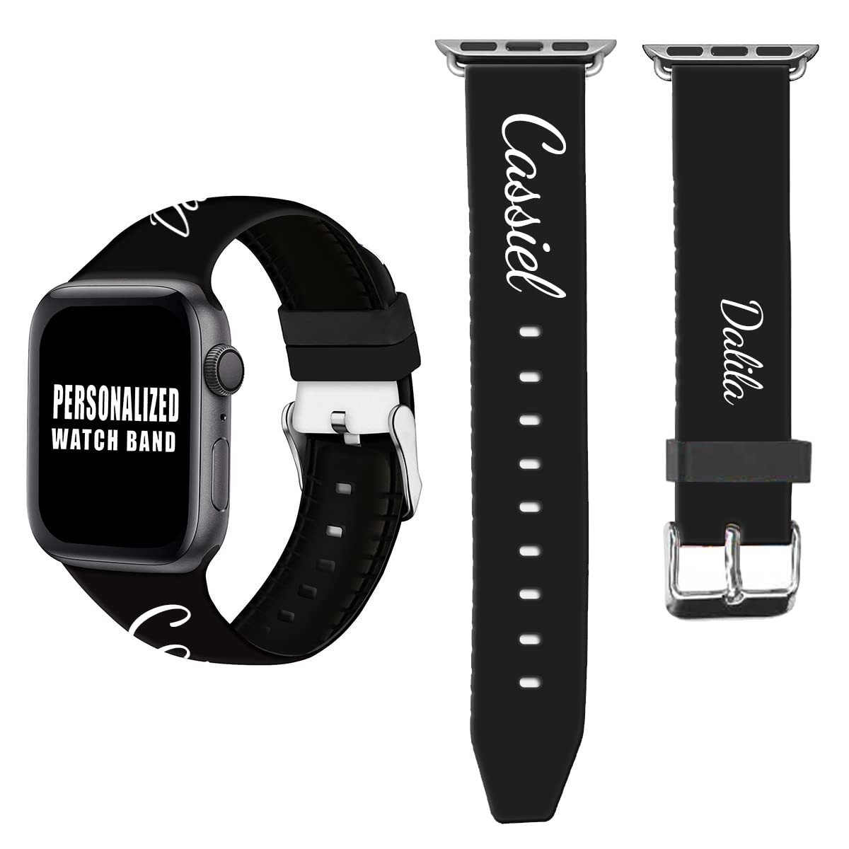 Custom Photo Watch Bands for Apple Watch 42mm 44mm 45mm - Personalized Silicone Sport Loop with Engraved Name & Picture - Compatible with iWatch Series 1-8 - Perfect Gift for Men & Women - Gym, Running, Workout & Everyday Wear